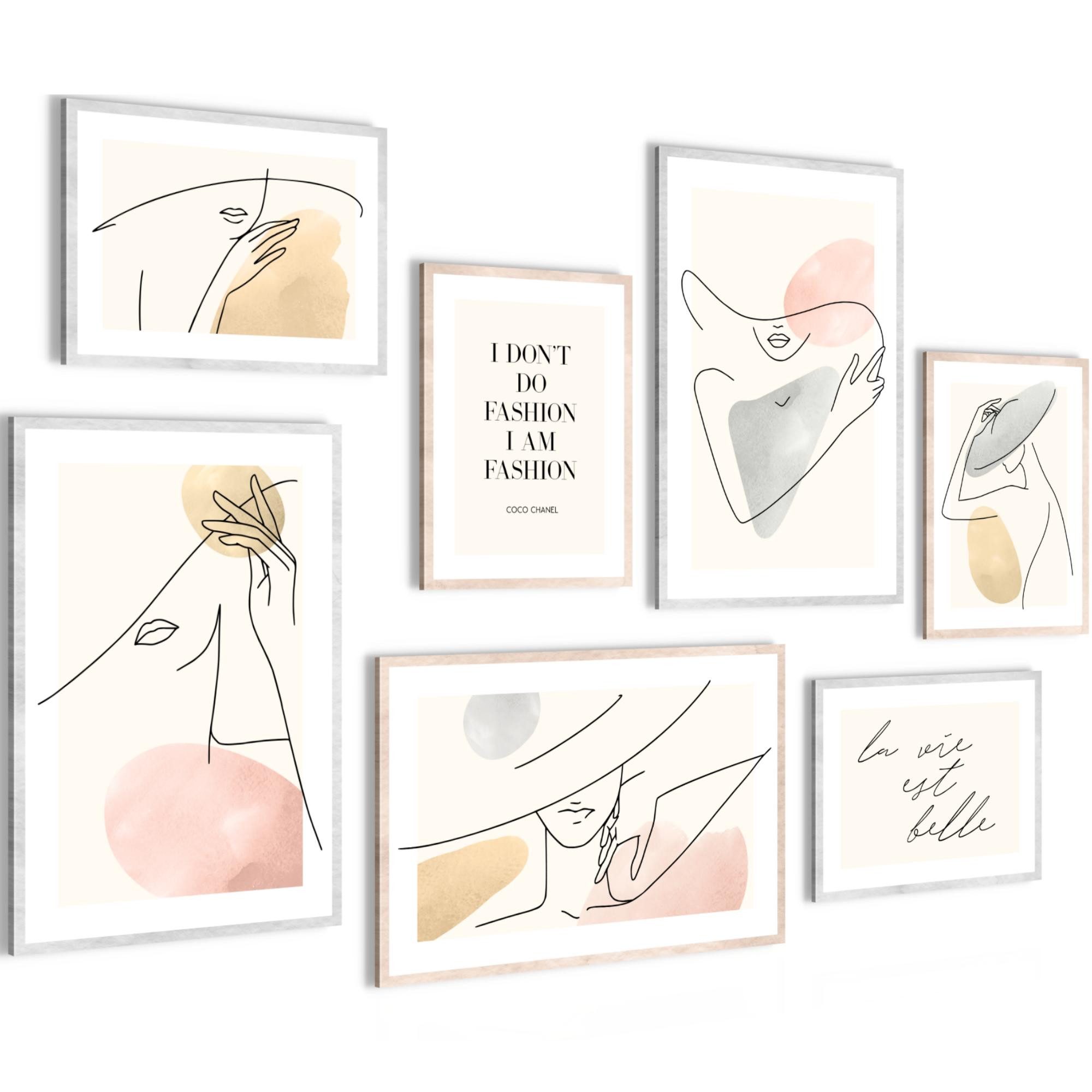Novart Wandbild Fashion AUFHÄNGFERTIG Line Art Mädchen Teenager N022072a, 147L x 104B cm
