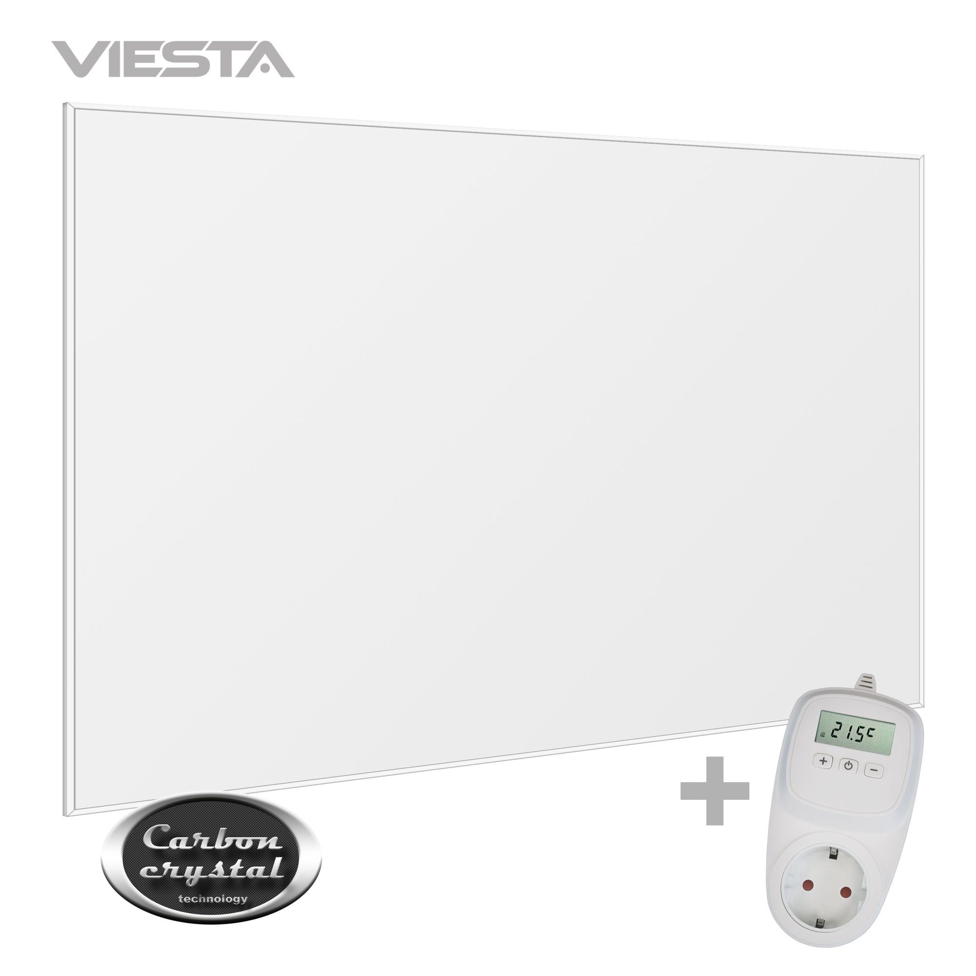 Heizpaneel VIESTA Wandheizung + Heizplatte, 1200W, + VIESTA Crystal, TH10, infrarot elektrisch, Weiß Carbon F1200 Paneelheizkörper Thermostat F1200 TH10 ultraflache Infrarotheizung