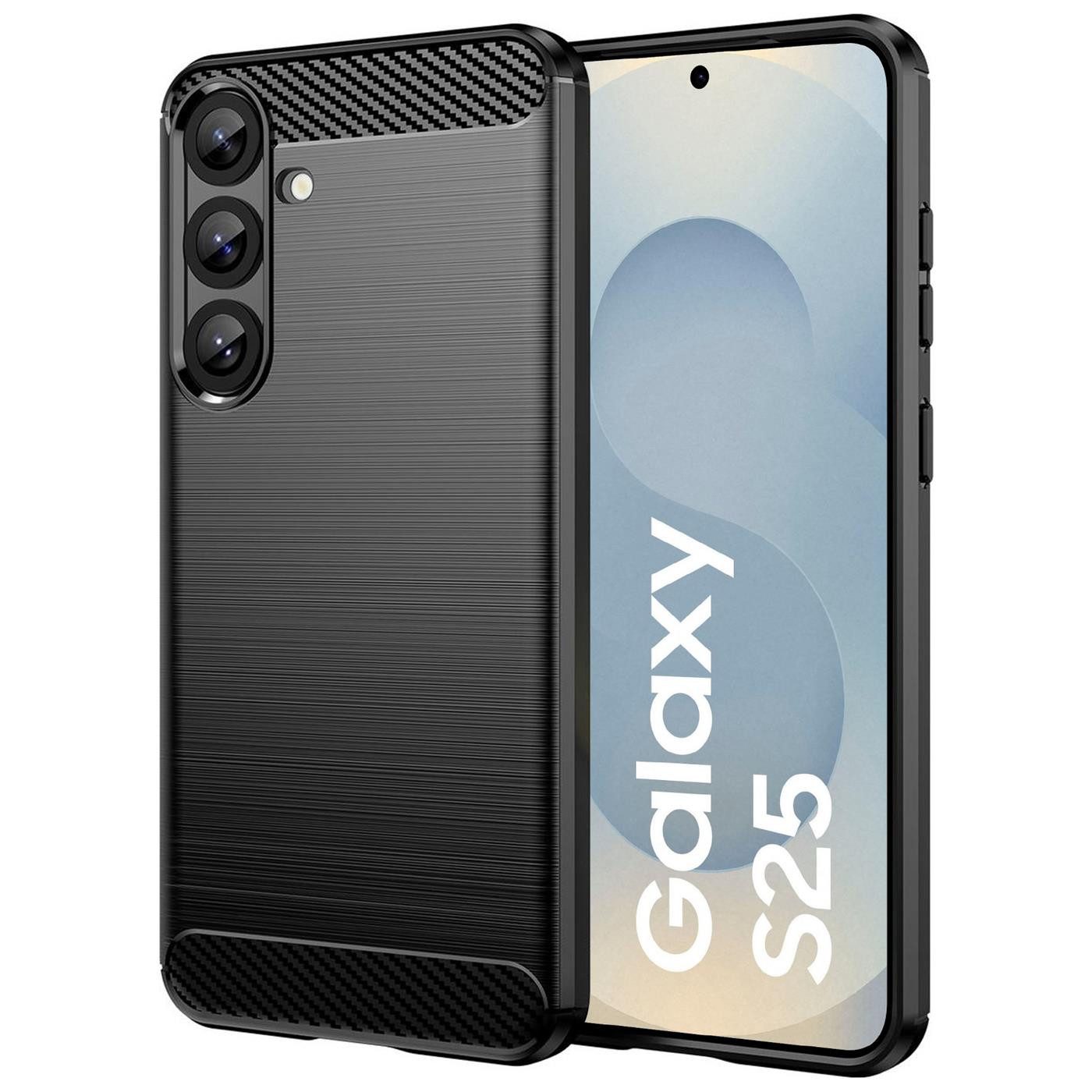 CoolGadget Handyhülle Carbon Handy Hülle für Samsung Galaxy S25 6,2 Zoll, robuste Telefonhülle Case Schutzhülle für Samsung S25 Hülle