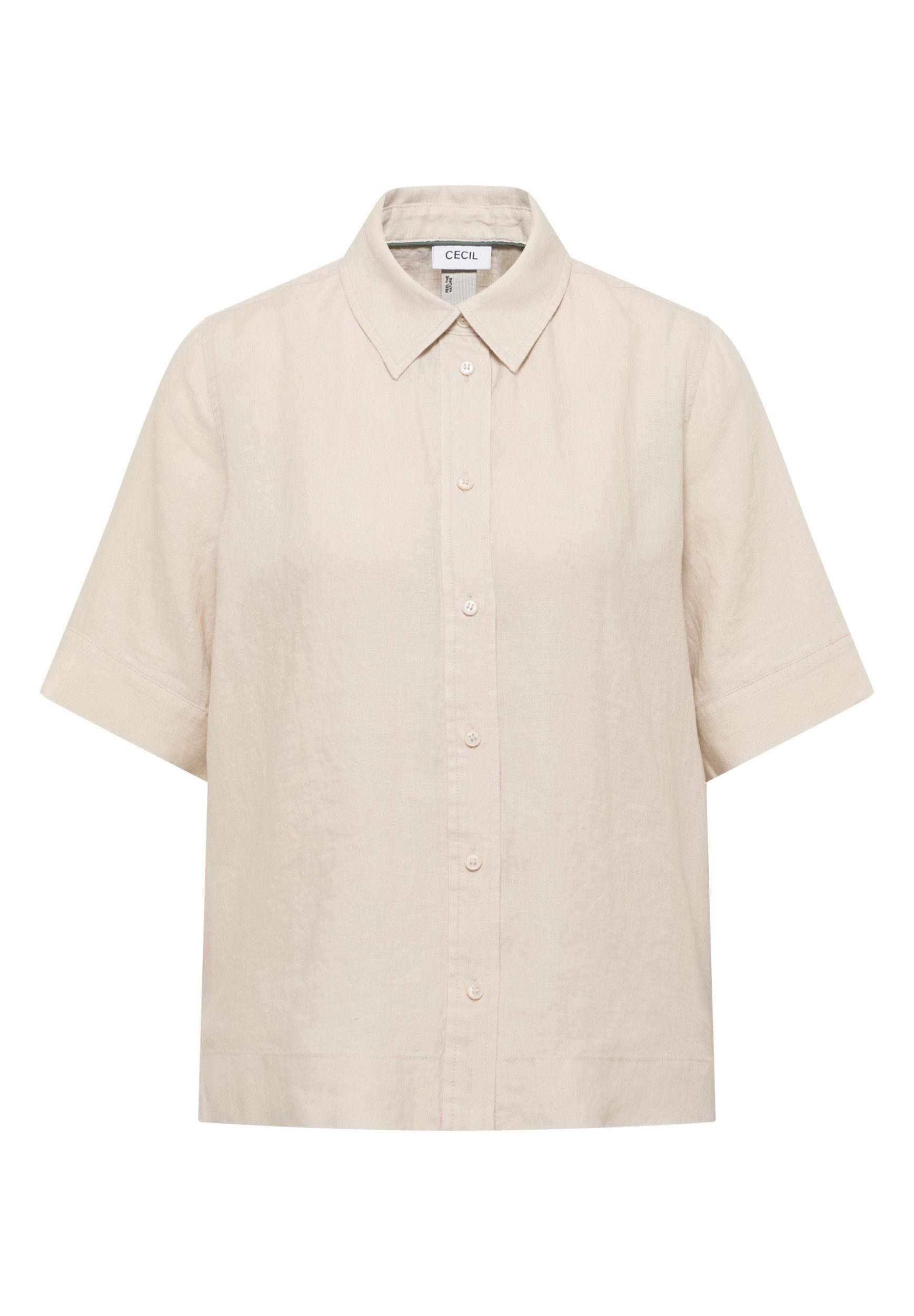 CECIL Klassische Bluse Kurzarm Hemdbluse aus reinem Leinen