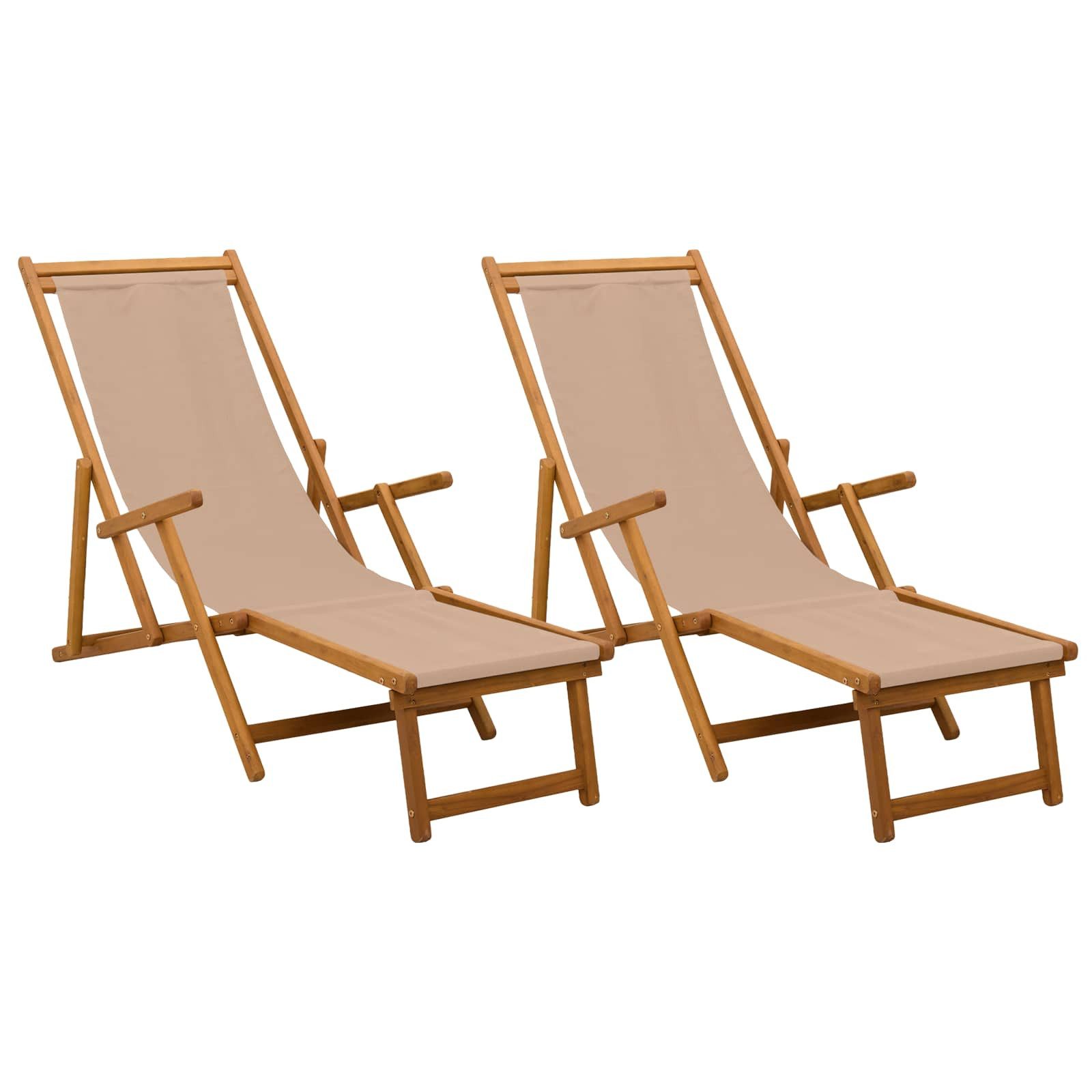 vidaXL Gartenlounge-Sessel 61 x 155 x 95 cm Klappbare Sonnenliege 2 stk 3 Position Taupe