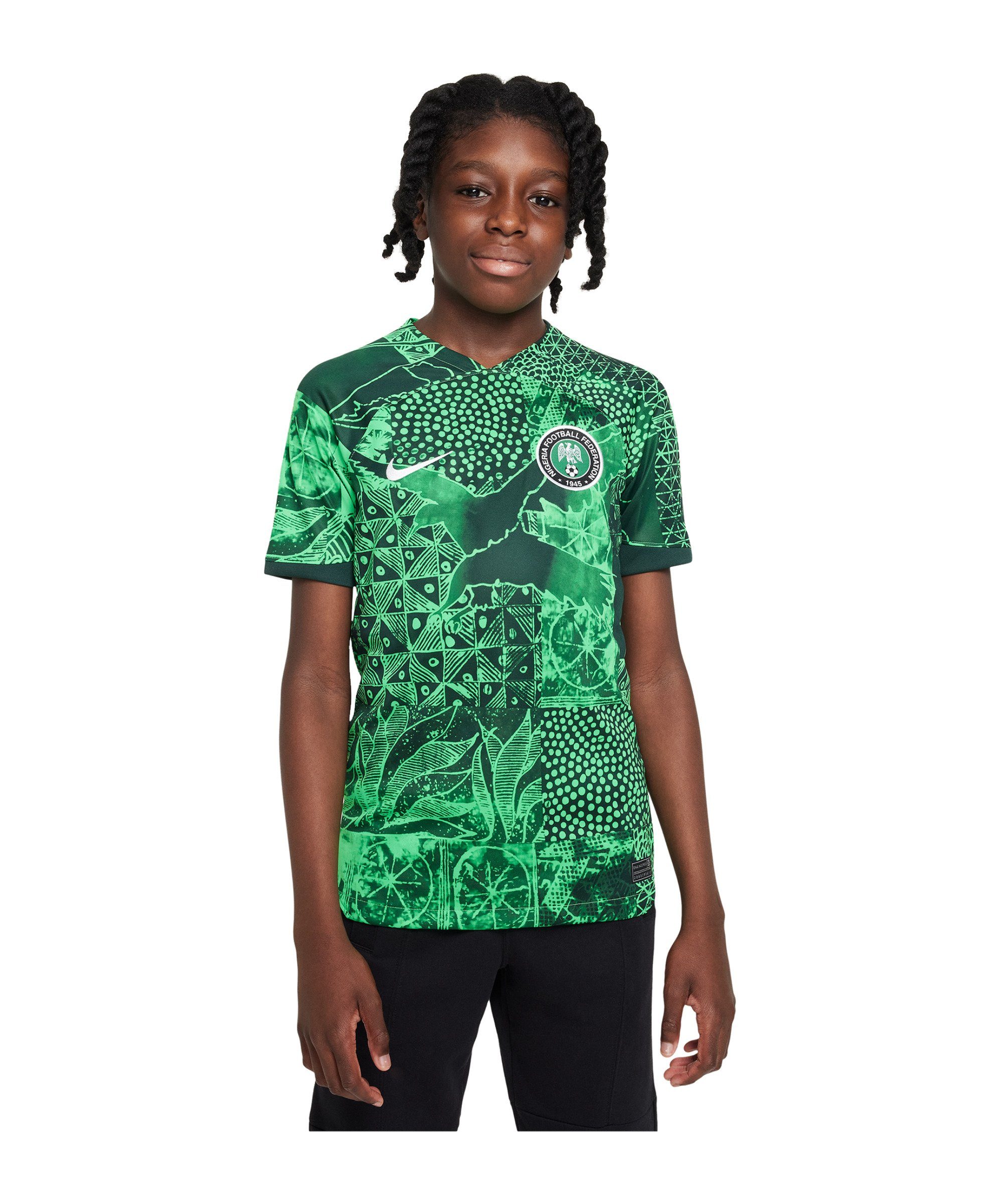 Nike Fußballtrikot Nigeria Trikot Home 2022 Kids gruenschwarzweiss
