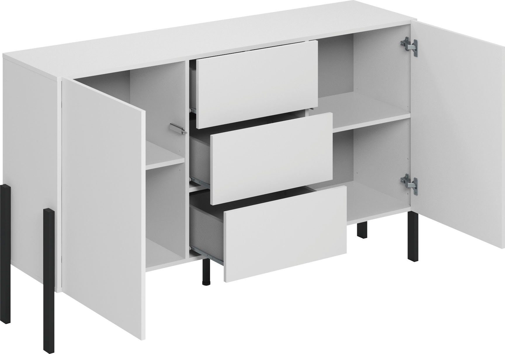 OTTO home Sideboard Jukon, Breite 150 bzw.180 cm, moderne grifflose Kommode, Schubladenschrank 2 Türen/3 Schubkästen, push-to-open-Funktion