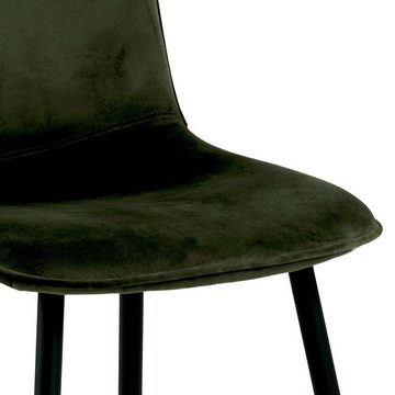 ACTONA GROUP Esszimmerstuhl Delmy Wohnzimmerstuhl, schwarze Metallbeine, Küchenstuhl, Grün (Set, 4 St), gepolstert, Sitzhöhe 47,3 cm