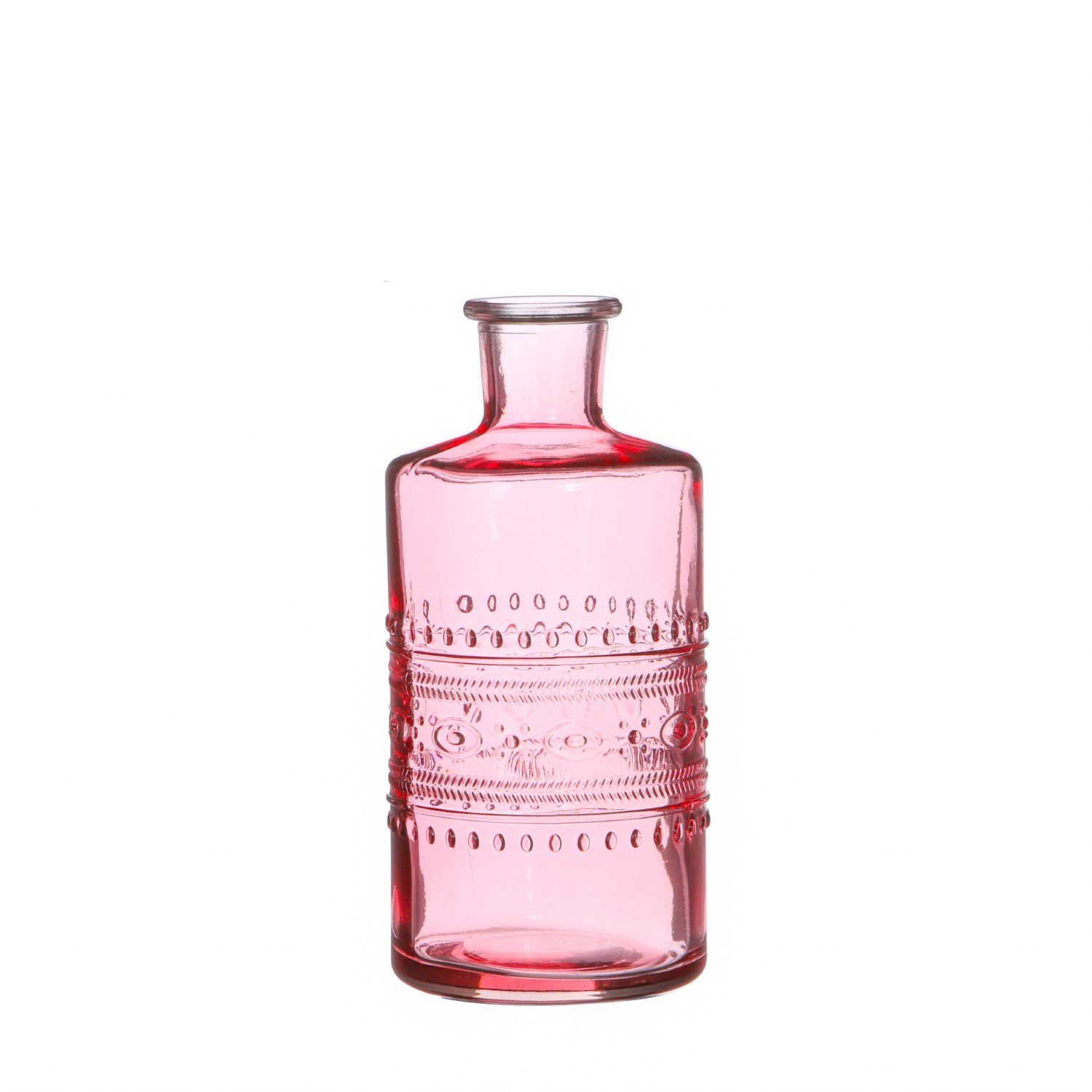 NaDeco Dekovase Glas Flasche Porto in Hellpink h. 15,8 cm Ø 7,5 cm