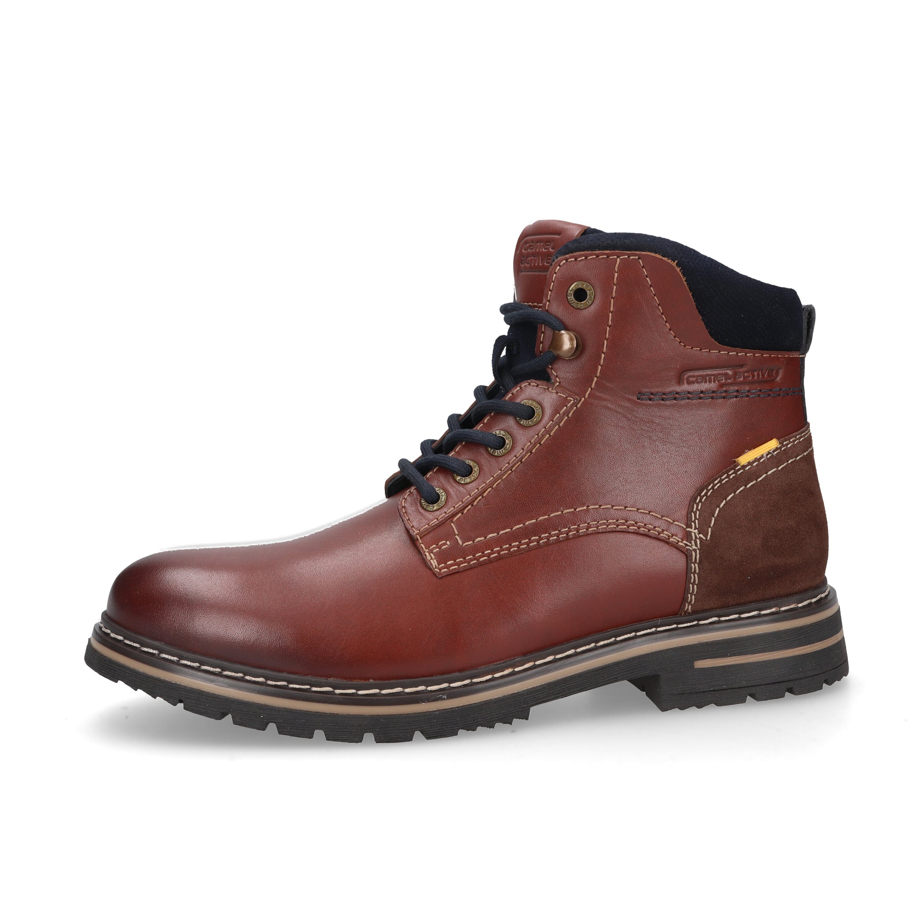 camel active Boots brushed Nappa COGNAC/BLAU Schnürboots