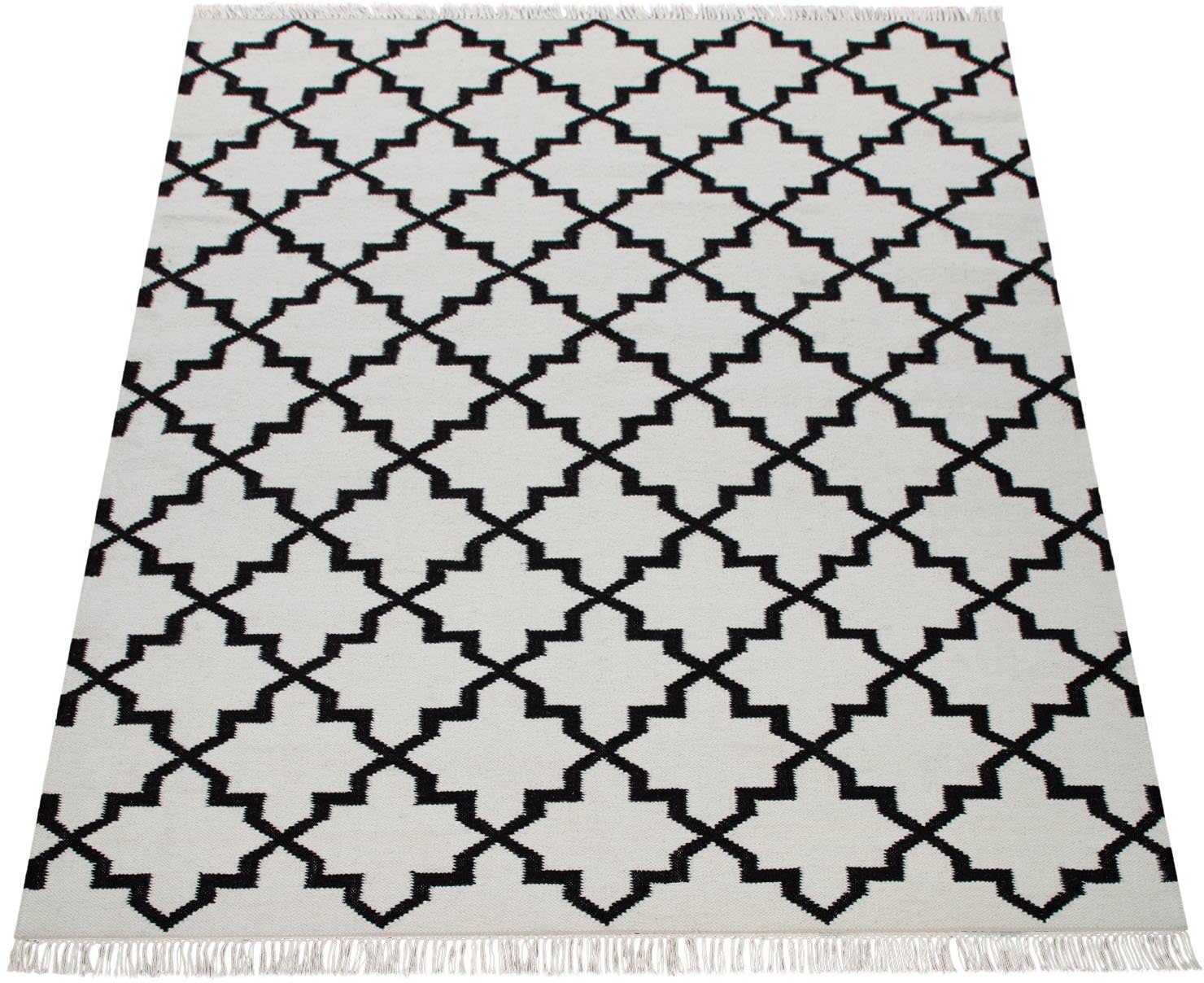 Paco Home Wollteppich Kenitra 504, rechteckig, Höhe: 12 mm, Flachgewebe, reine Wolle, handgewebt, Scandi Design, mit Fransen. Reduzierter Preis € 137,92. Unverbindliche Preisempfehlung € 169,99