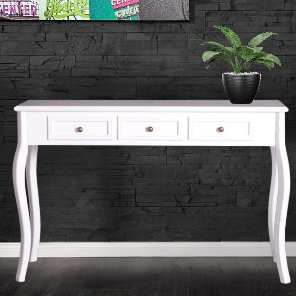 LebensWohnArt Konsolentisch Landhaus Konsolentisch VALARIE 120cm weiss 3 Sc günstig online kaufen