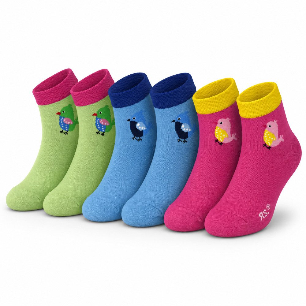 Riese Kurzsocken Kinder Kurz-Strumpf (Packung, 3er Pack) mit eingestricktem Vogelmotiv