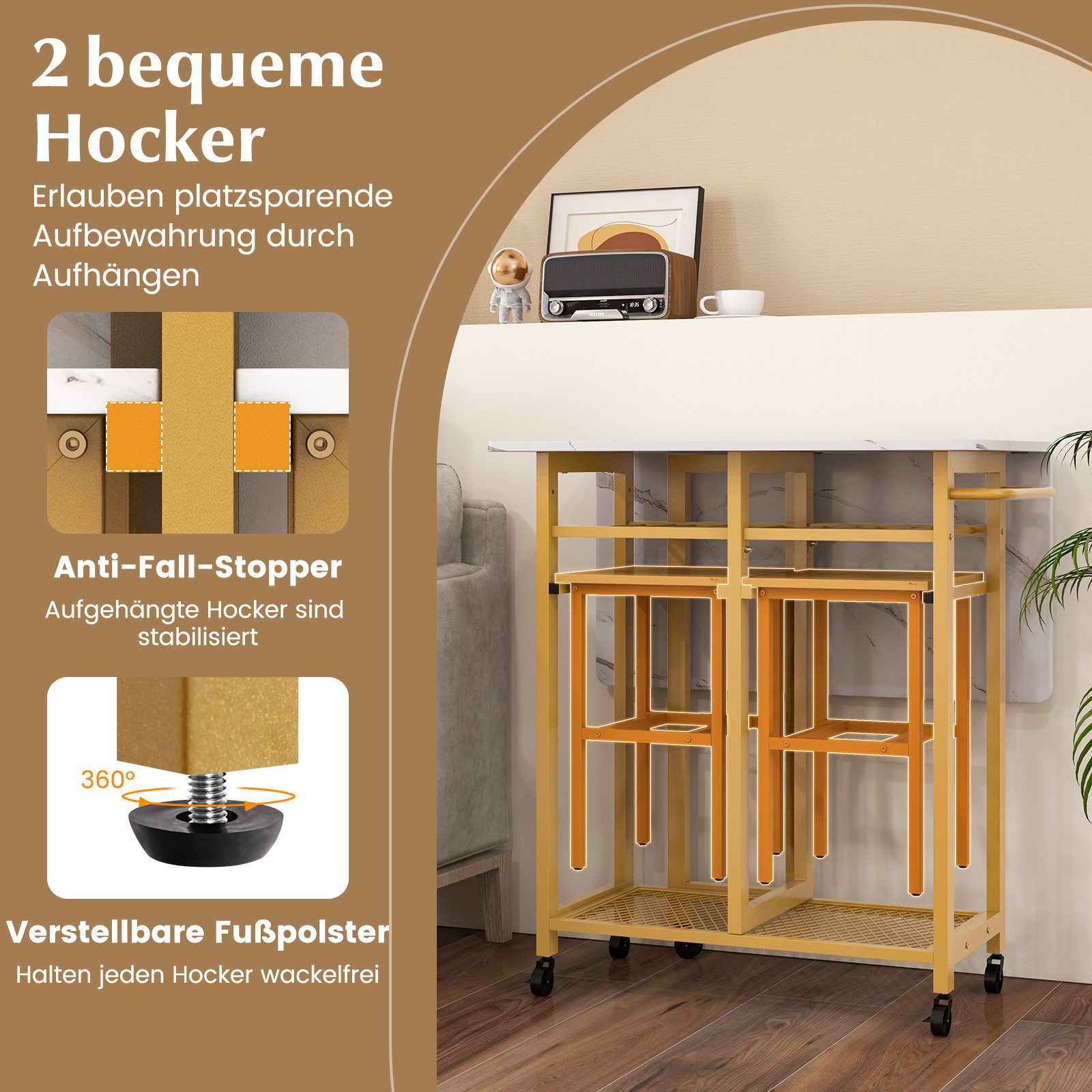 HOMCOM Bar Tisch Set Für 2 Personen – Tisch 90x100x40 Cm Mit 2 Hockern, Stahlrahmen, Weiß