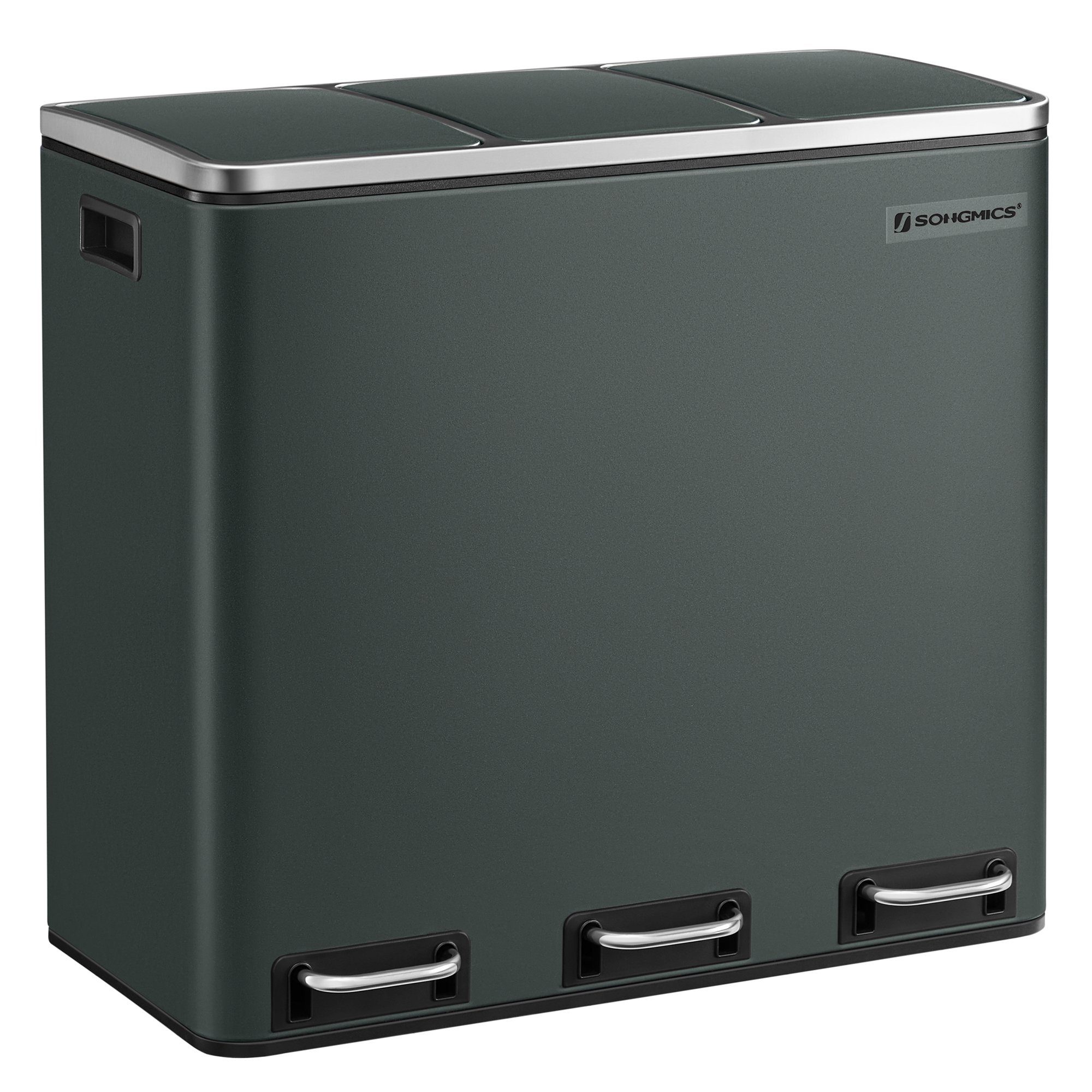 SONGMICS Mülleimer, Mülltrennsystem, 3 x 18 L, ergonomisch, 3 Fächer