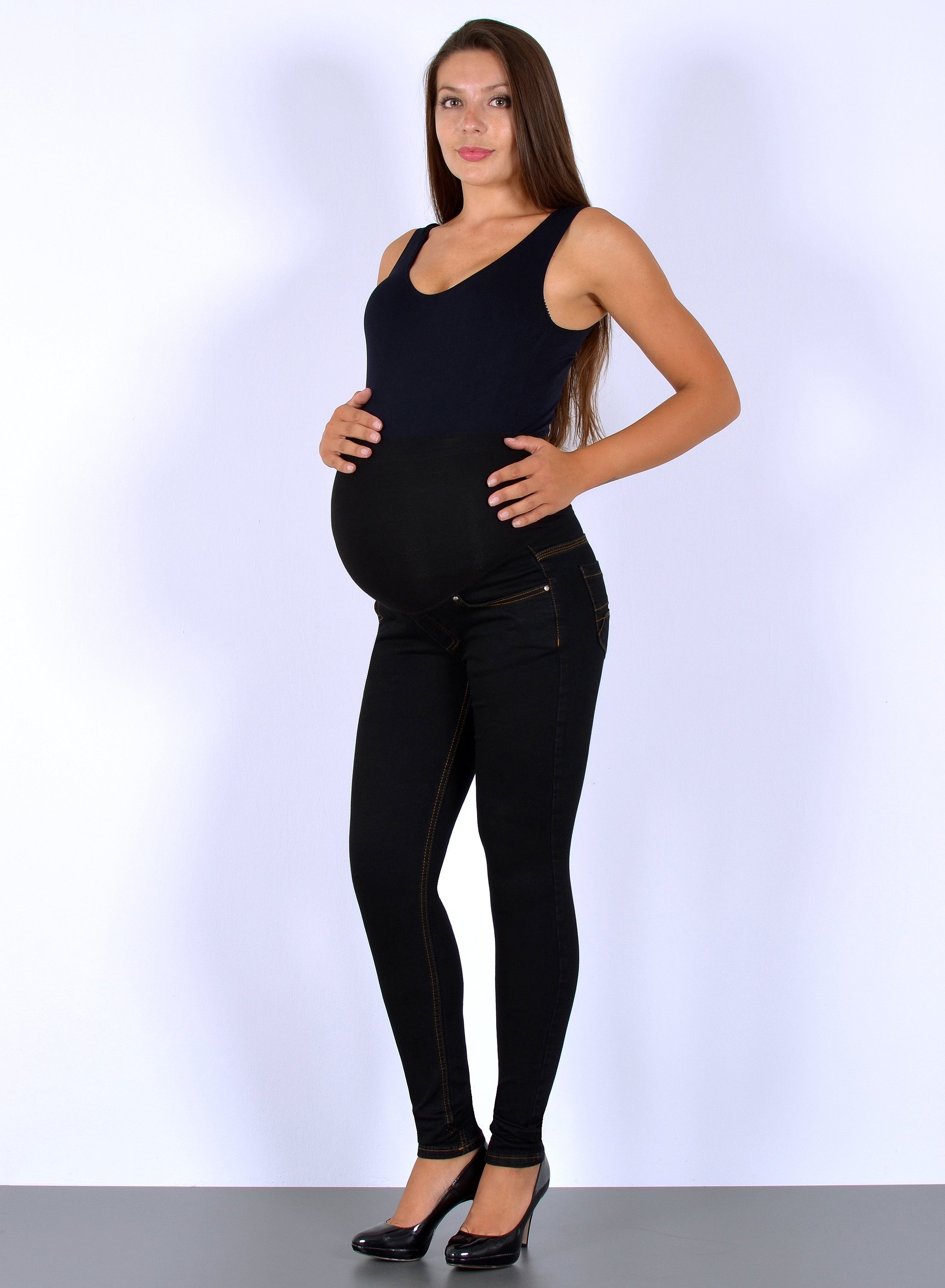 ESRA Umstandsjeans Schwangerschaftsjeans mit hoher Leibhöhe und Stretch J532 Skinny Schwangerschaftshose mit elastischem Bund