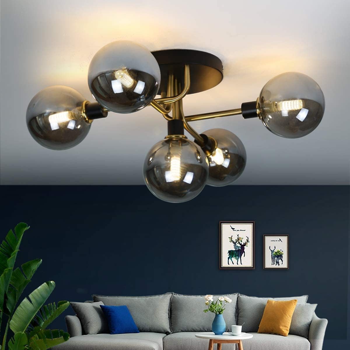 Nettlife LED Deckenleuchte 5-Flammig Glaskugeln Wohnzimmer günstig online kaufen