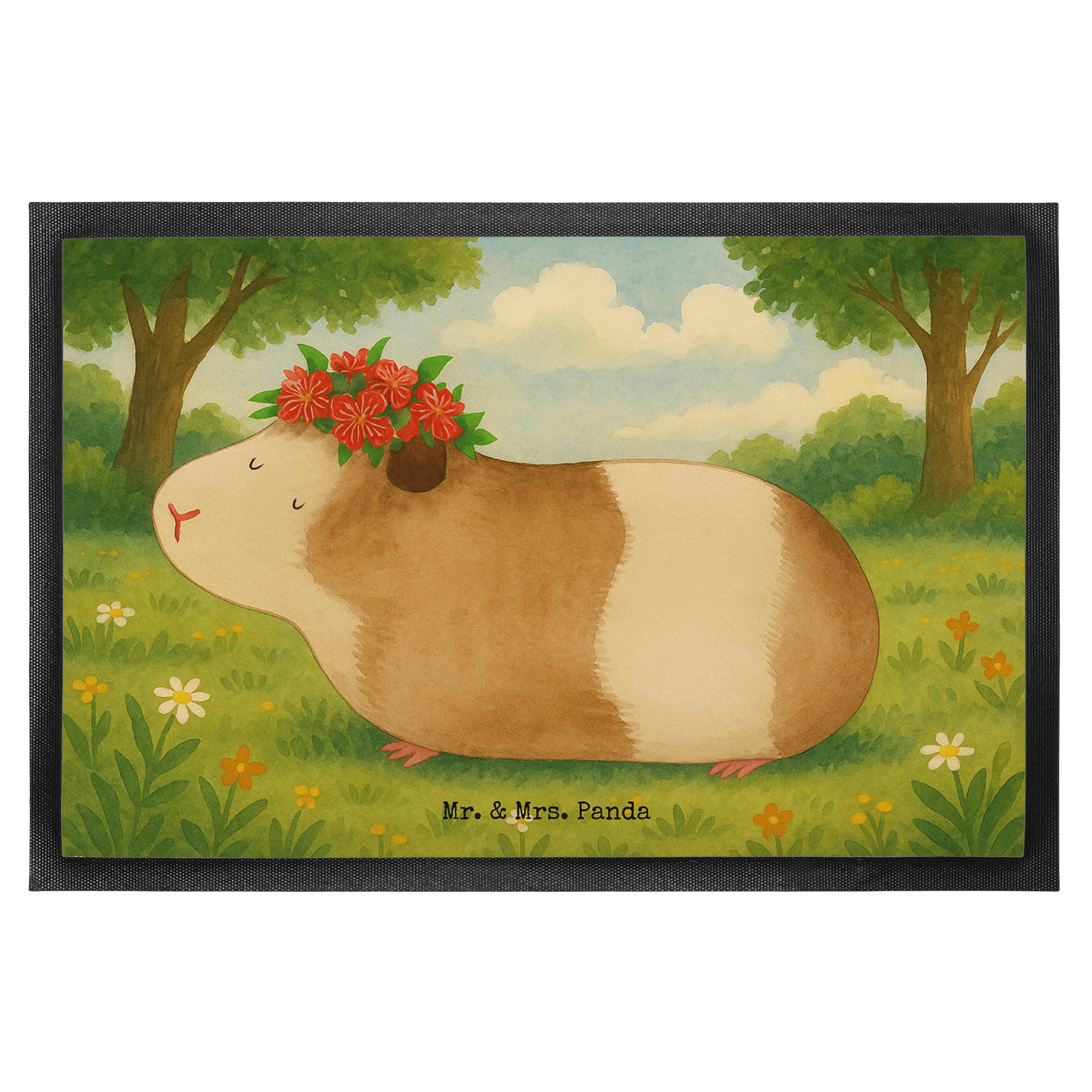 Mr. & Mrs. Panda Fußmatte Meerschweinchen Weisheit Design, Schuhabstreifer 40 x 60 cm, Weiß, Sp, Höhe: 40 mm