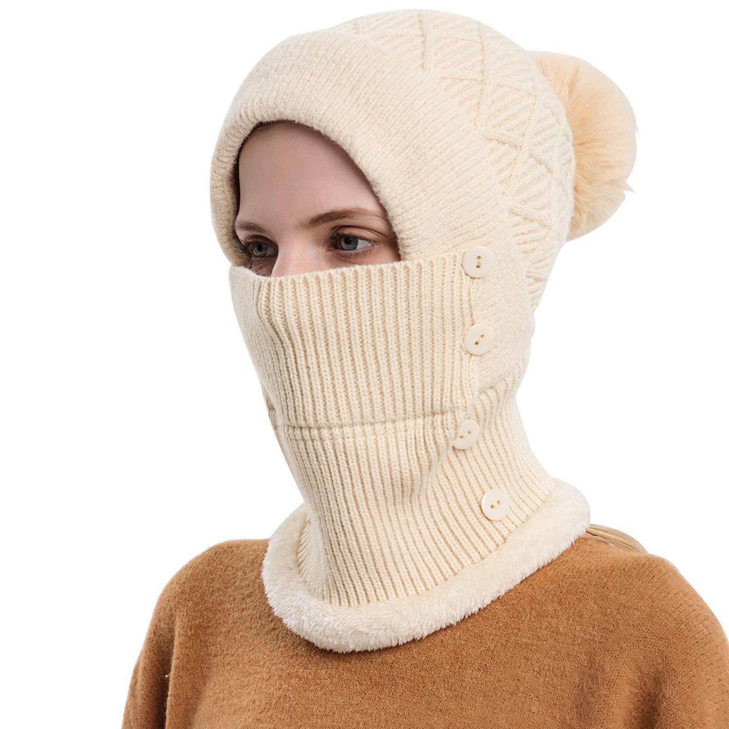 LuxusKollektion Sturmhaube Wintermütze mit Schal 2in1 (1-St)