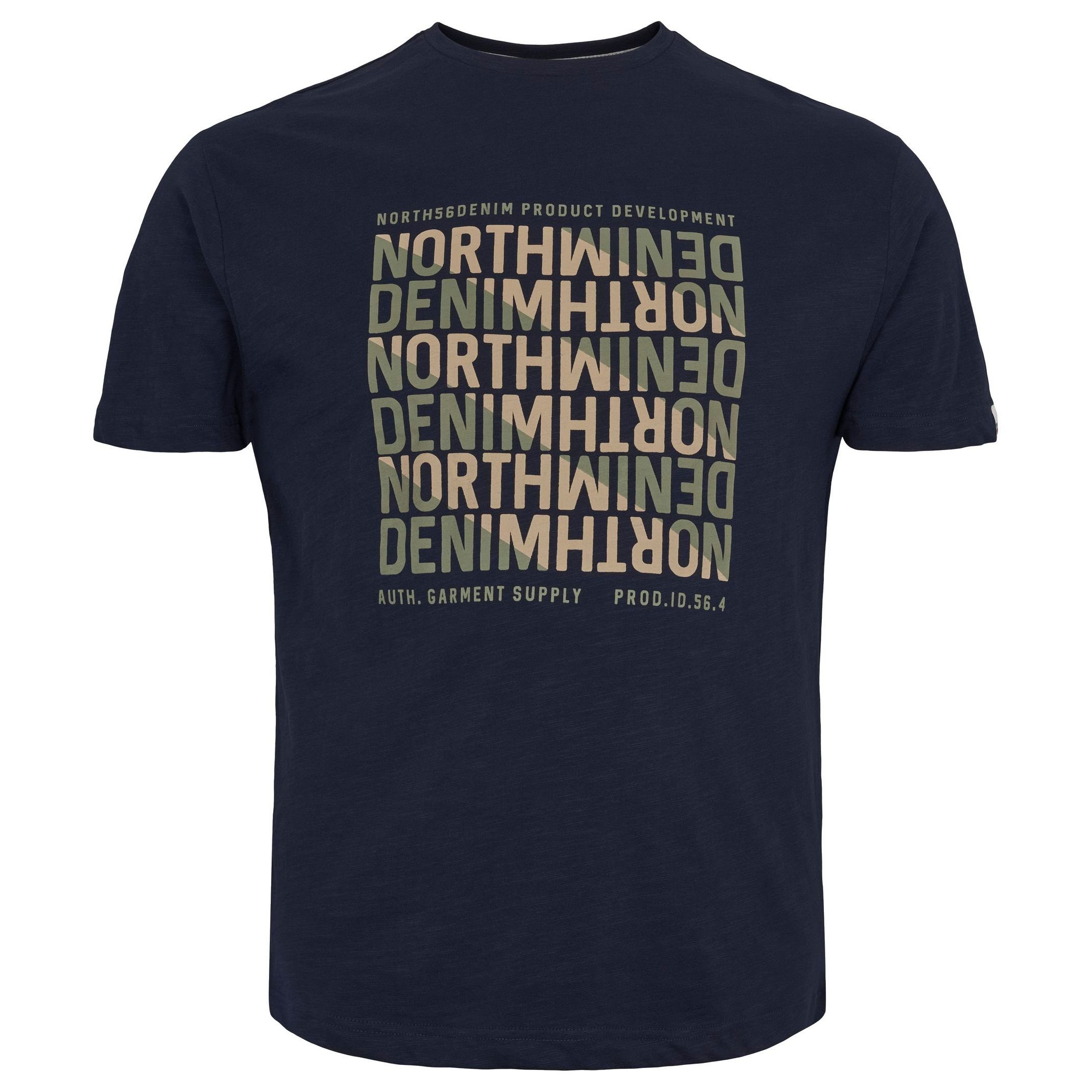 Denim 56 4 56 Print-Shirt Druck Übergrößen navy North in mit north T-Shirt