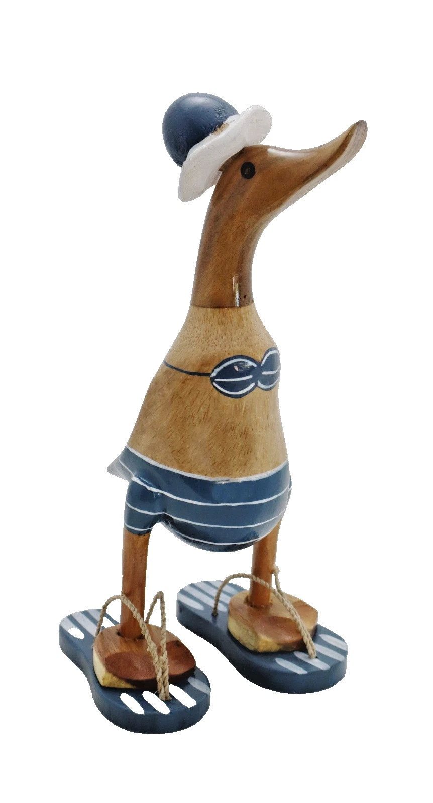 Kaufhaus le petit Tierfigur Deko Ente Holz Laufente Bikini Hut Gans Vogel Skulptur Figur Objekt, Entenfigur Vogelfigur Dekofigur Dekoskulptur Dekoobjekt