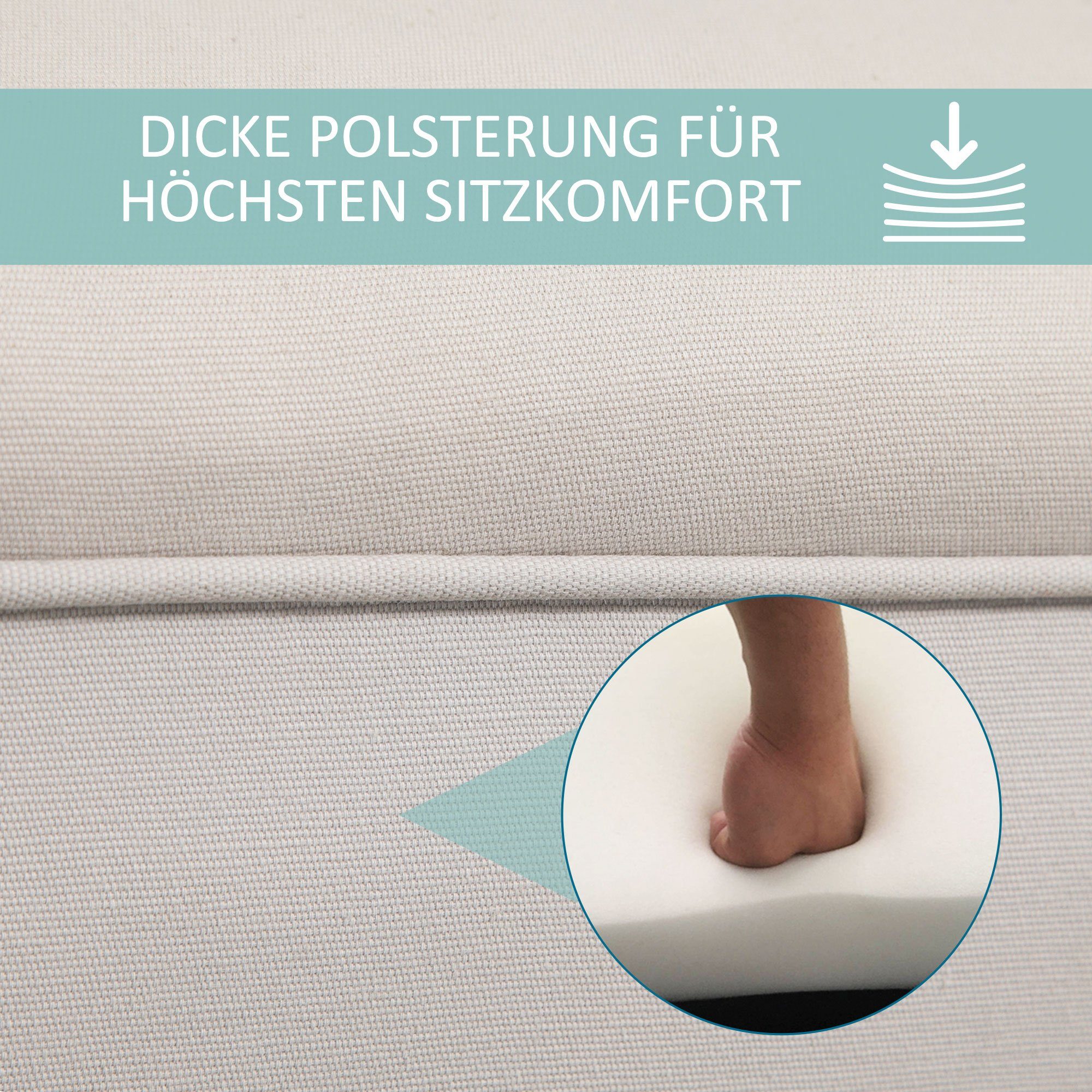 Sitzottomane), grau (Set, Sitzbank Schlafzimmer Schaumstoff | Grau für MDF 1-St., grau Bettbank Polsterbank HOMCOM Sitzbank