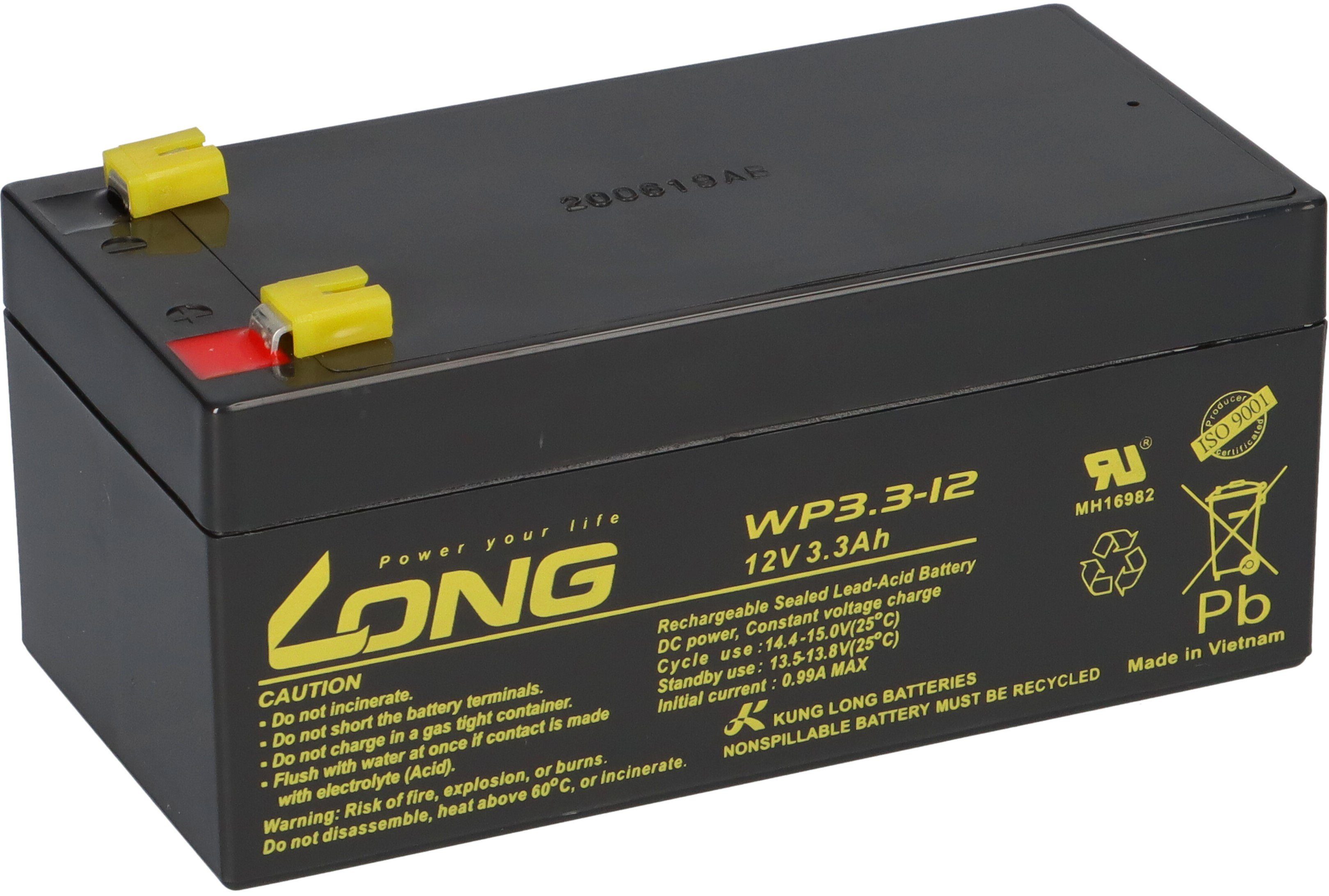Kung Long Kung Long WP3.3-12 12V 3,3Ah AGM Blei Vlies wartungsfrei Bleiakkus