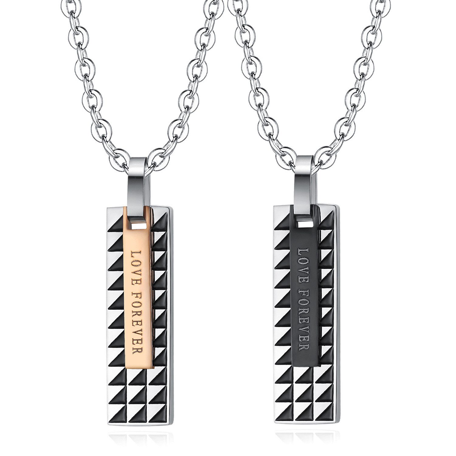 KARMA Partnerkette mit Anhänger Edelstahl Schwarz Silber Gold modern (Geschenk für Sie Ihn, 2-tlg., Damenhalskette Herrenhalskette Partnerhalsketten), Damen Herren Kette Damenkette Halskette Partnerschmuck