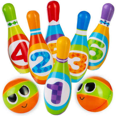 all Kids United Outdoor-Spielzeug Bowling Set für Kinder, PU-Schaumstoff, XXL Kegel-Spiel (6-tlg) + 2 Bälle
