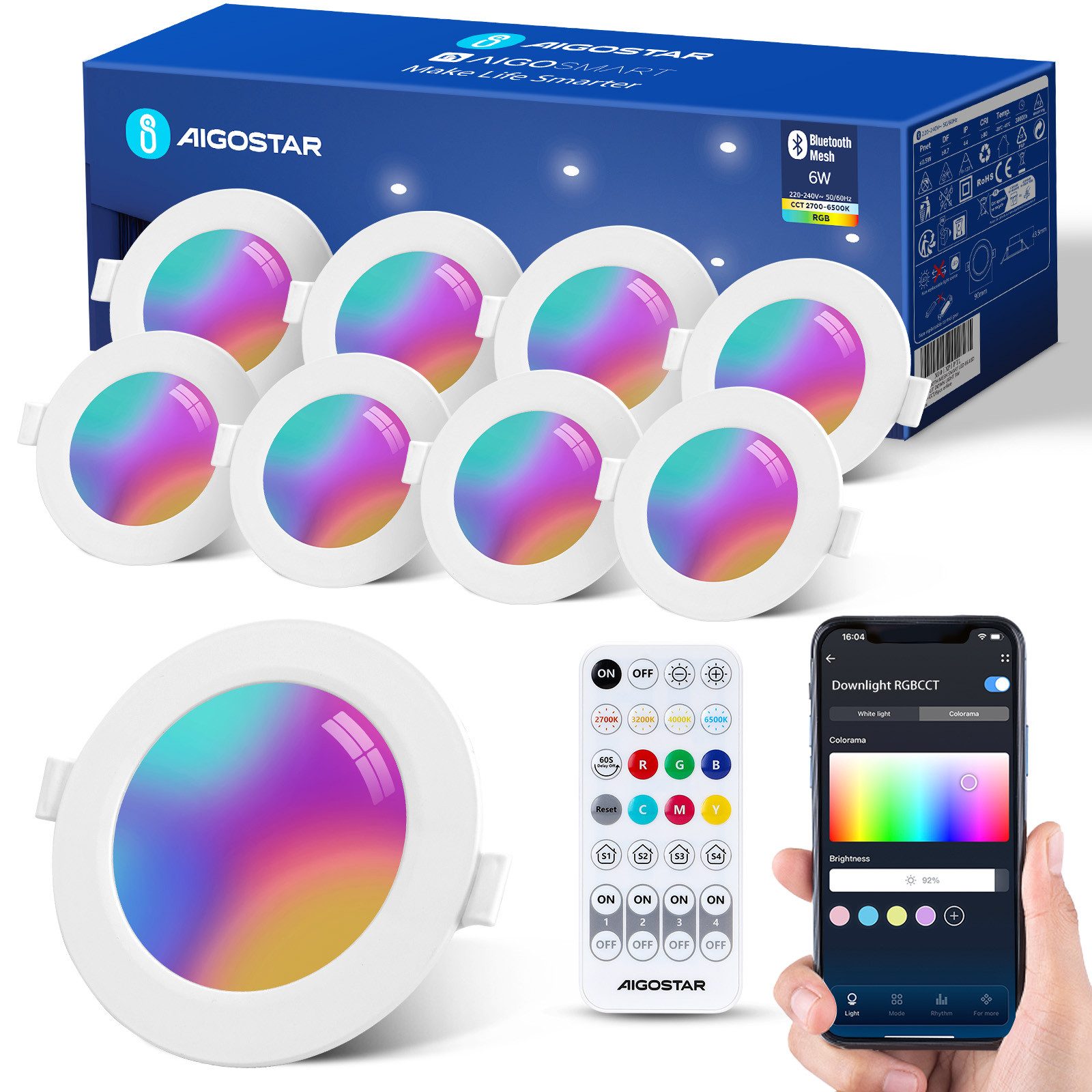 Aigostar LED Einbauleuchte Smart Decken Einbaulampe günstig online kaufen