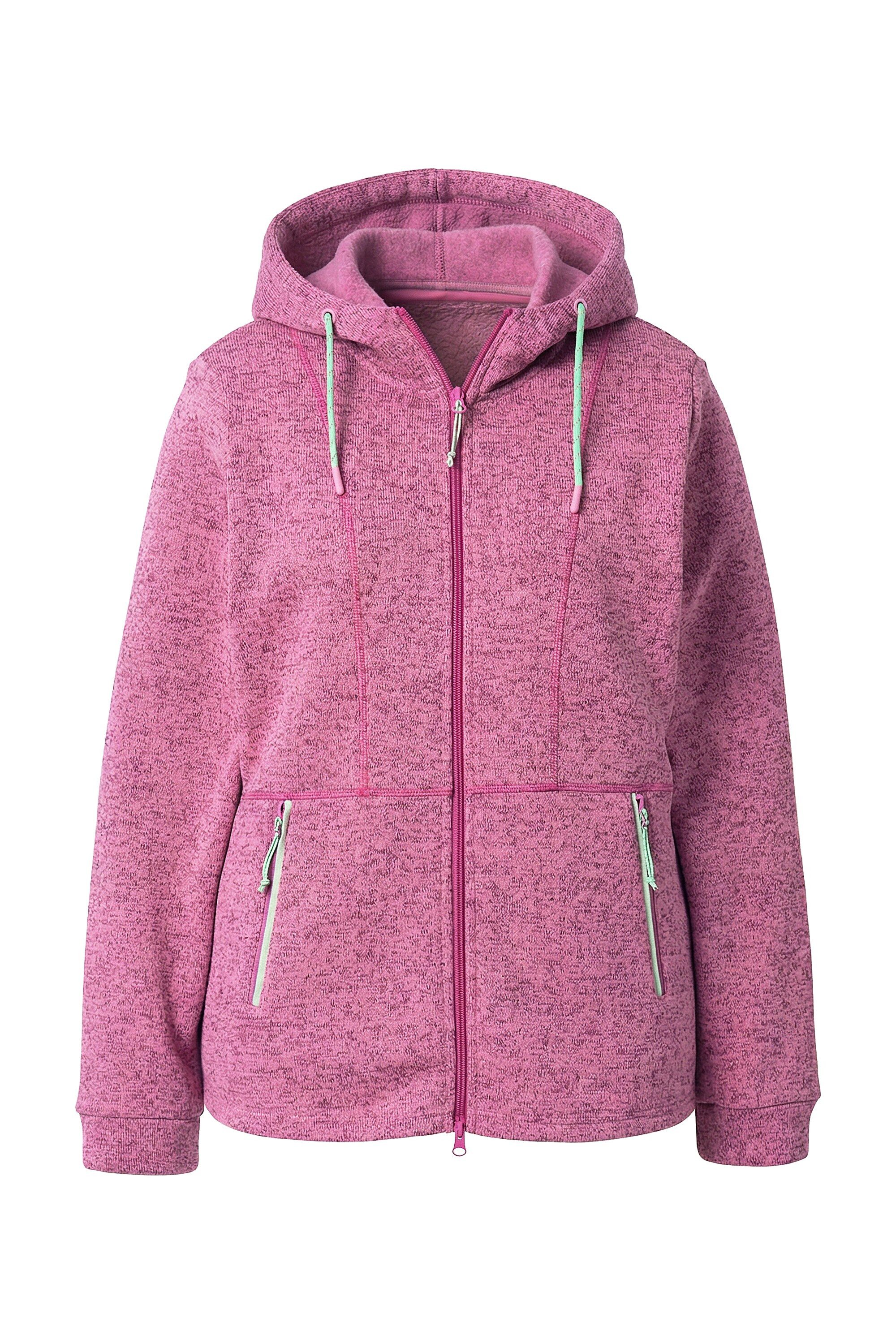 Ulla Popken Sweatjacke Strickfleece-Jacke Ziernähte Kapuze 2-Wege-Zipper – Bild 3 von 4