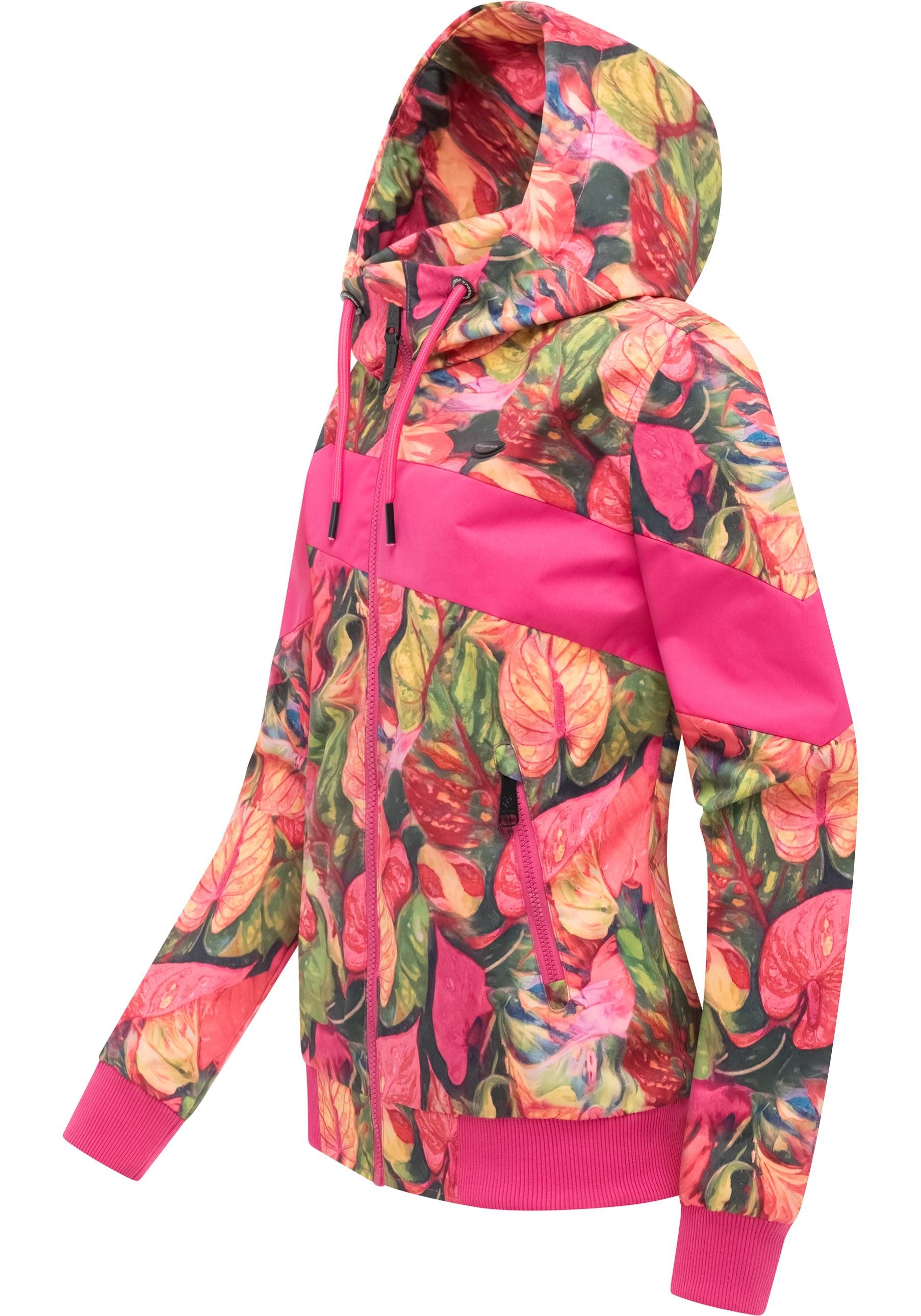 Ragwear Outdoorjacke Nuggie Block Flower modische Damen Freizeitjacke mit floralem Print