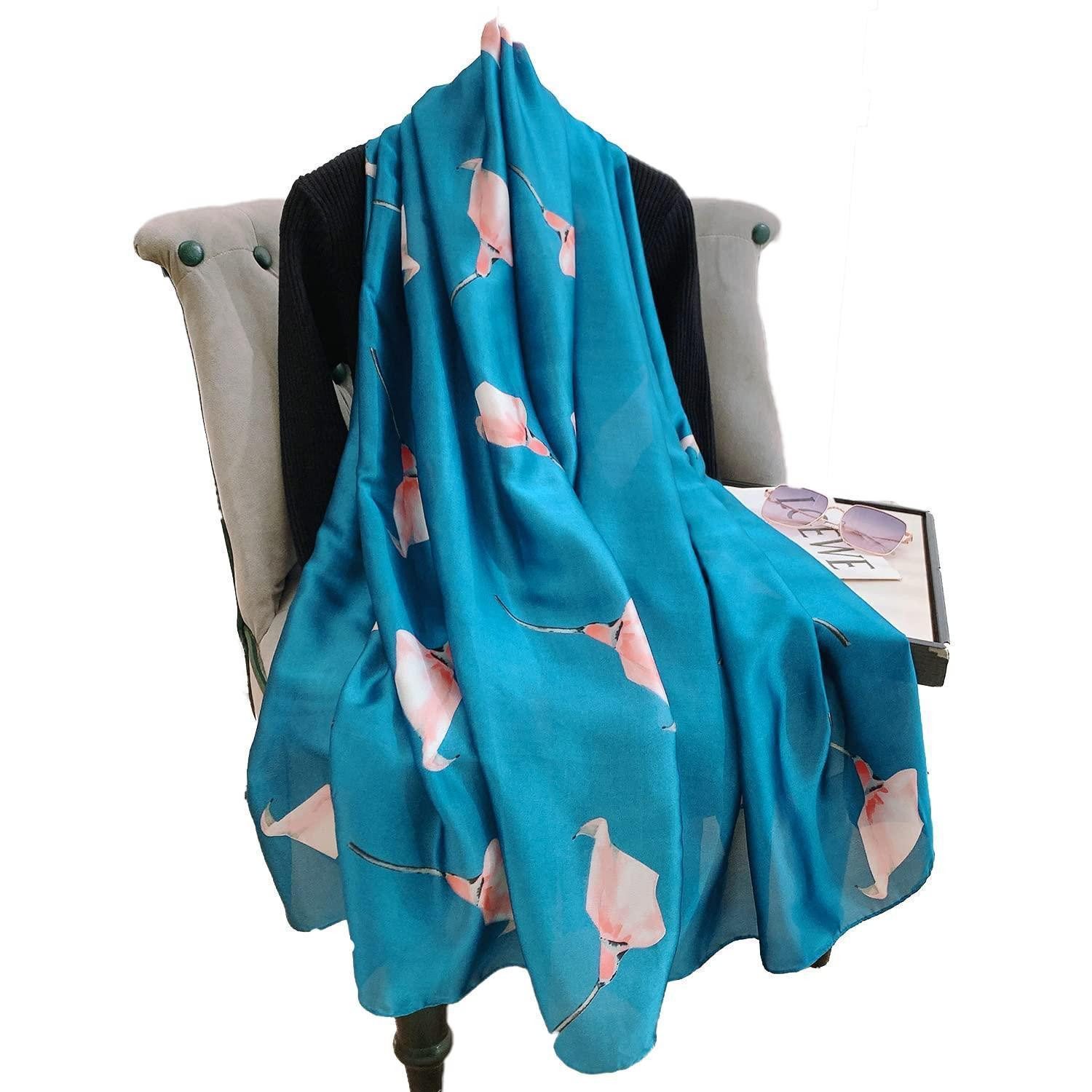 LuxusKollektion Seidenschal Seidenschal Damen XXL Blau-Rosa, (1-St)