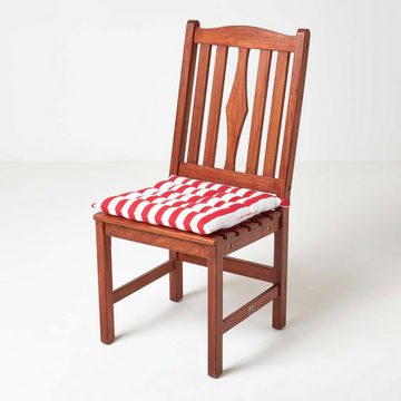 Homescapes Stuhlkissen Sitzkissen mit breiten Streifen, 100% Baumwolle, rot, 4er-Set