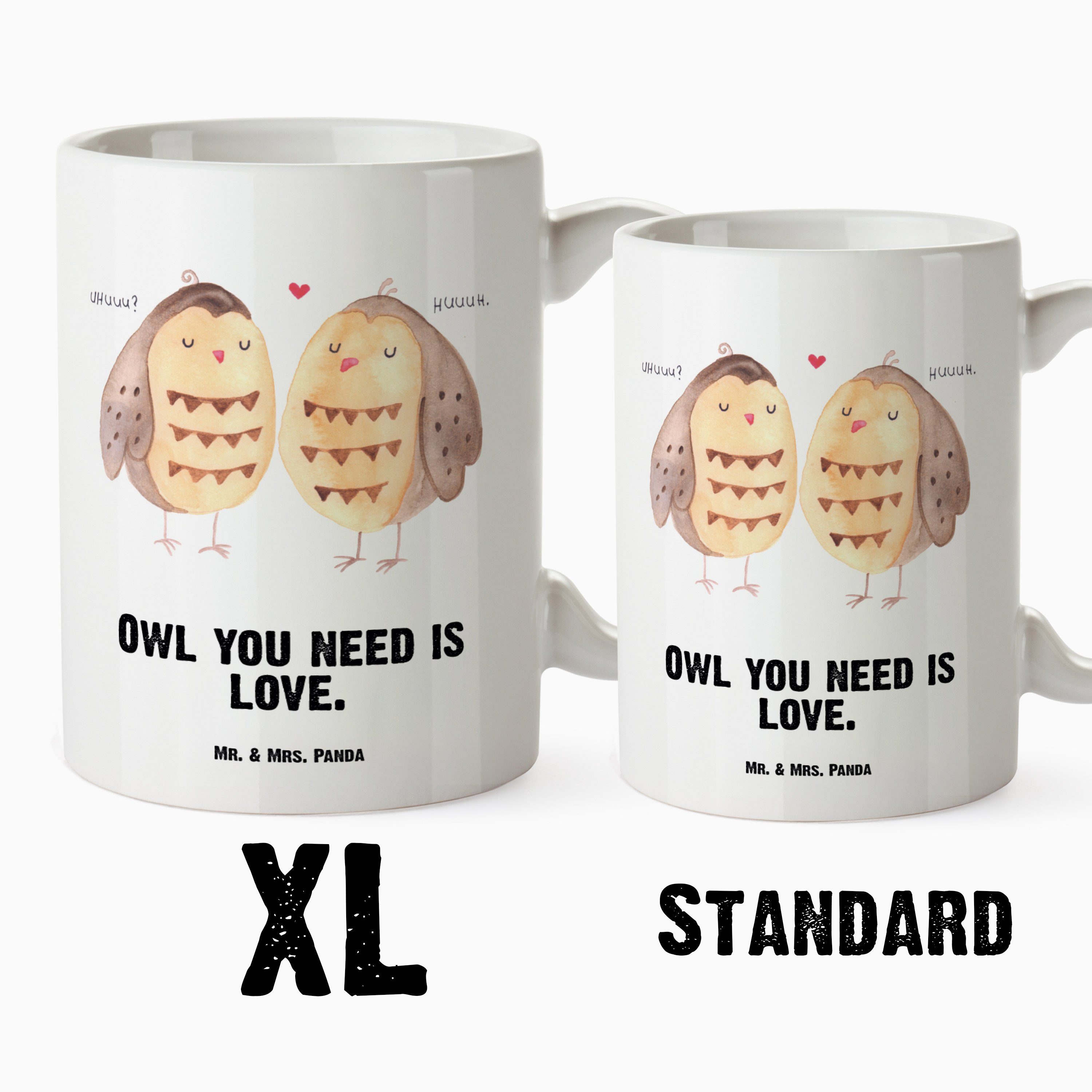 Geschenk, XL Liebe Mr. Eule Tasse Weiß Becher, - spülmaschinenfest, XL & - Mrs. Tasse Panda Pärchen, Keramik