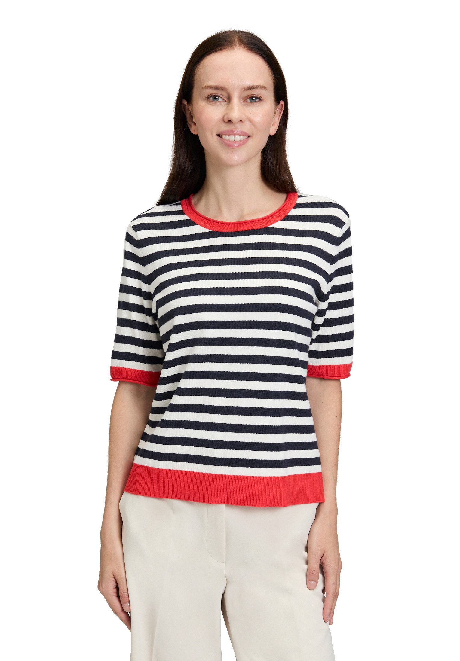 Betty Barclay Kurzarmshirt Damen Basic-Pullover mit Streifen (1-tlg)