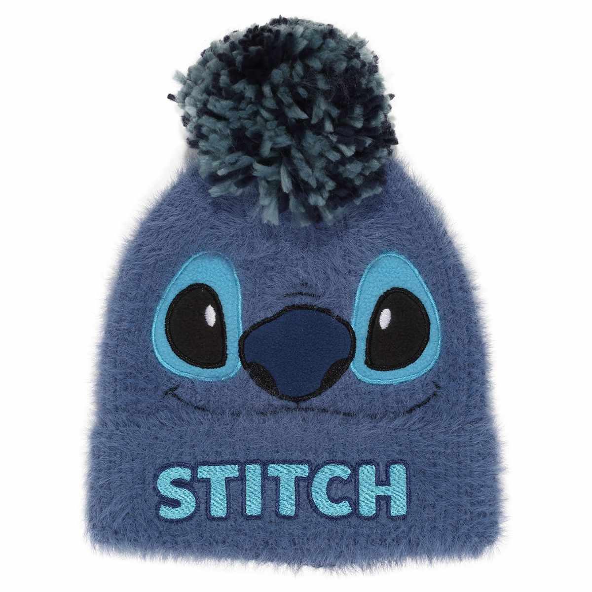Lilo & Stitch Beanie Fluffy Stitch Beanie Bommelmütze Wintermütze Strickmütze