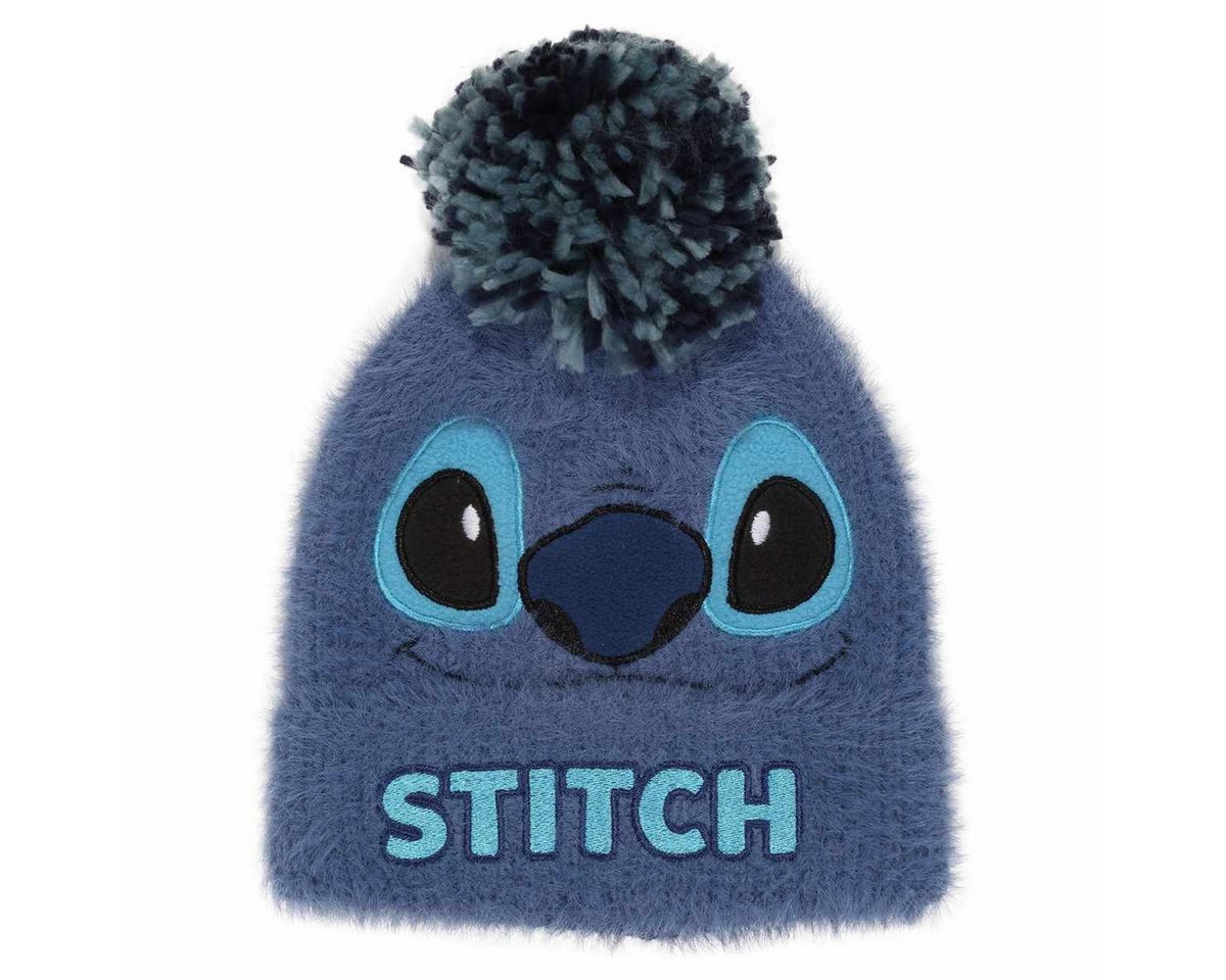 Lilo & Stitch Beanie Fluffy Stitch Beanie Bommelmütze Wintermütze Strickmütze