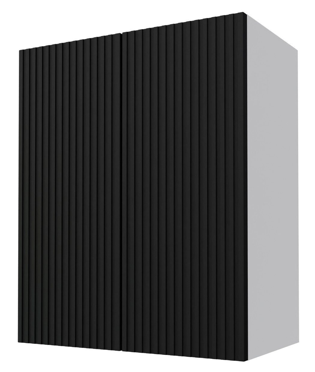Feldmann-Wohnen Klapphängeschrank Avellino (W3/60, 2-türig, 2 Einlegeböden, mit Soft-Close-Funktion, 1-St., Fronten hochwertig lackiert, mit Einfräsungen in Lamellen-Optik) 60x32,5x72cm grau schwarz matt 2-türig