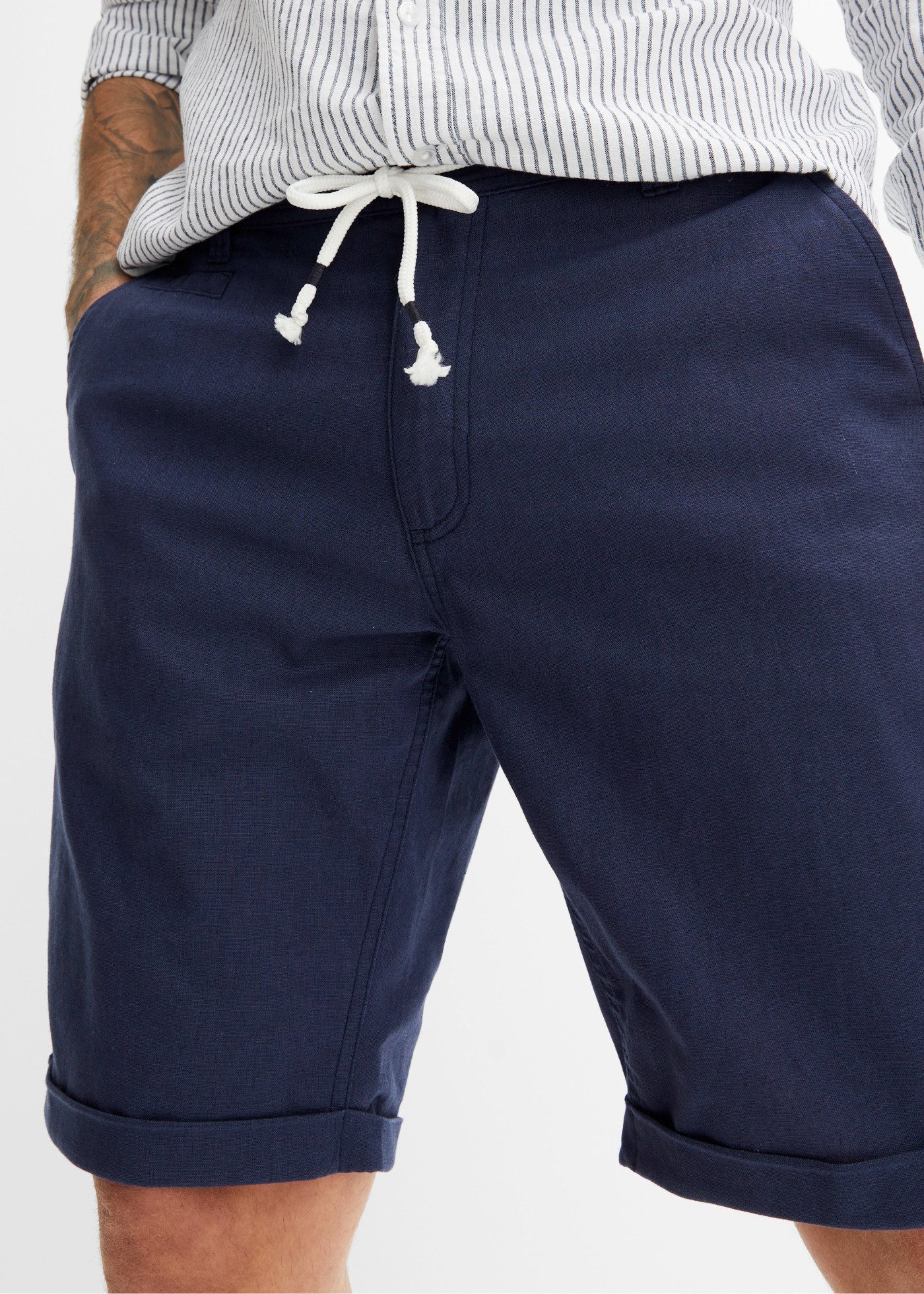 bonprix Bermudas aus Leinen-Baumwoll-Mix, Regular Fit, mit Bindeband am Bund – Bild 4 von 5