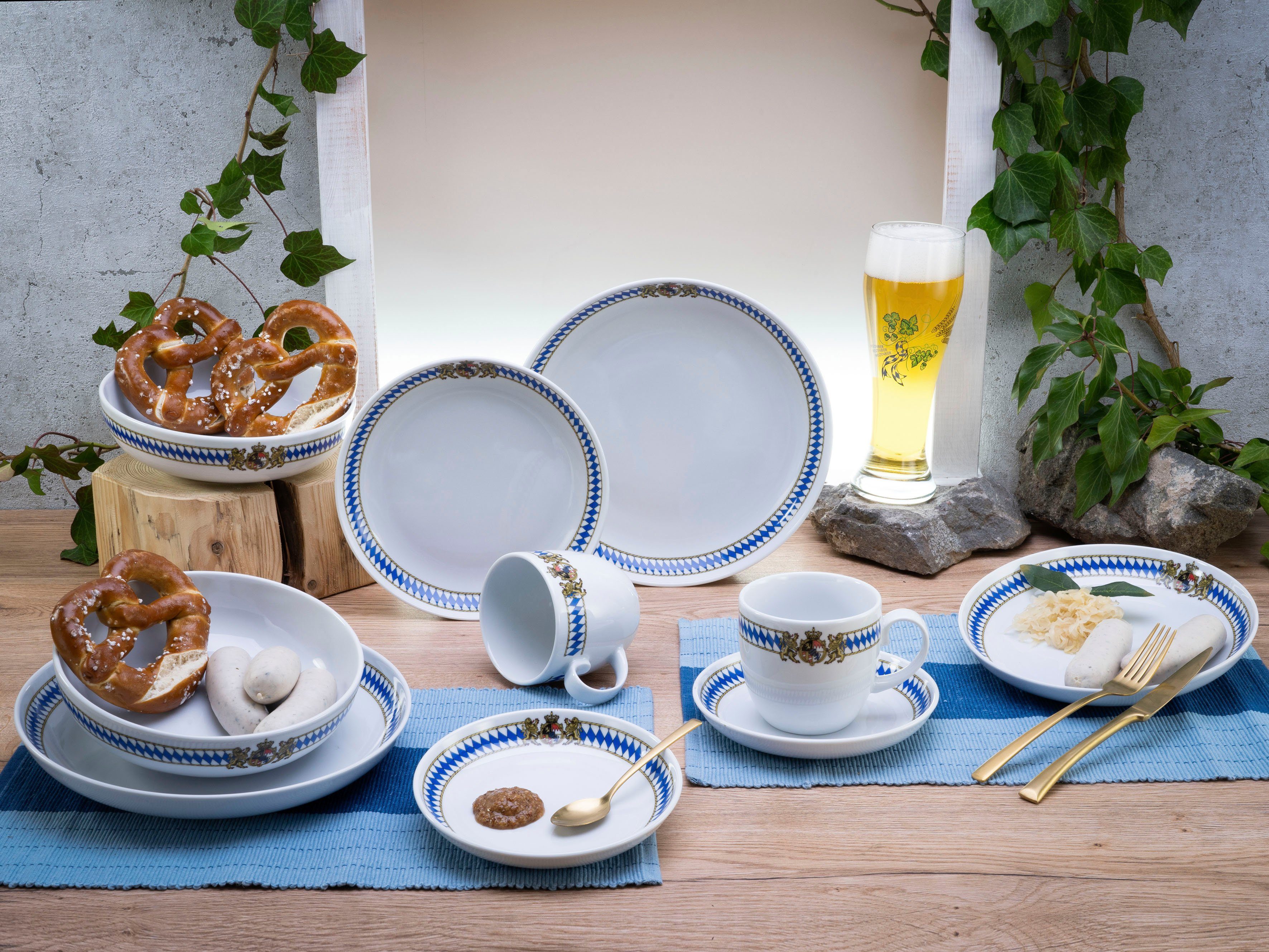 CreaTable Kombiservice Geschirr-Set Lifestyle, 2 Personen, bayrische (10-tlg), für für Love Küche Bavaria Service die Porzellan, und Personen Teile 2 10