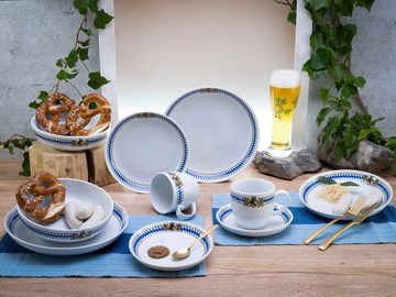 CreaTable Kombiservice Geschirr-Set Love Bavaria (10-tlg), 2 Personen, Porzellan, Service für die bayrische Küche und Lifestyle, 10 Teile für 2 Personen