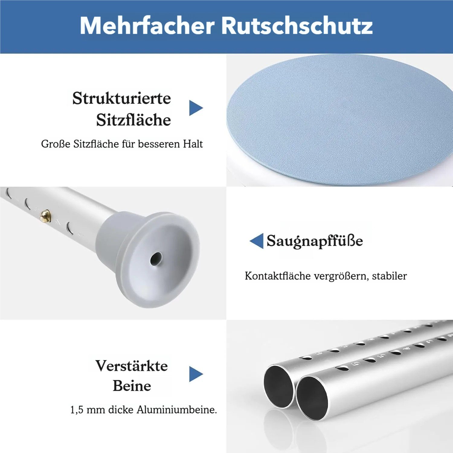 TLGREEN Duschhocker Rund-Badhocker,360° Duschsitz,Drehbarer Duschstuhl, belastbar bis 136 kg, Höhenverstellbar 36-52cm,Duschhilfe Badsitz, für Senioren Shower Seat