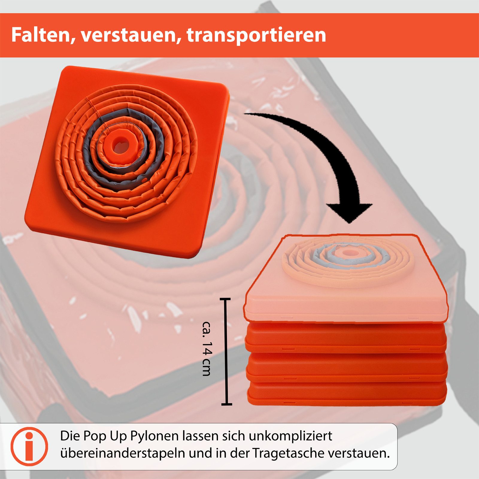 TRUTZHOLM Pylone faltbar 45 cm Leitkegel Warnkegel Verkehrskegel Sicherheitskegel (4 St), reflektierend
