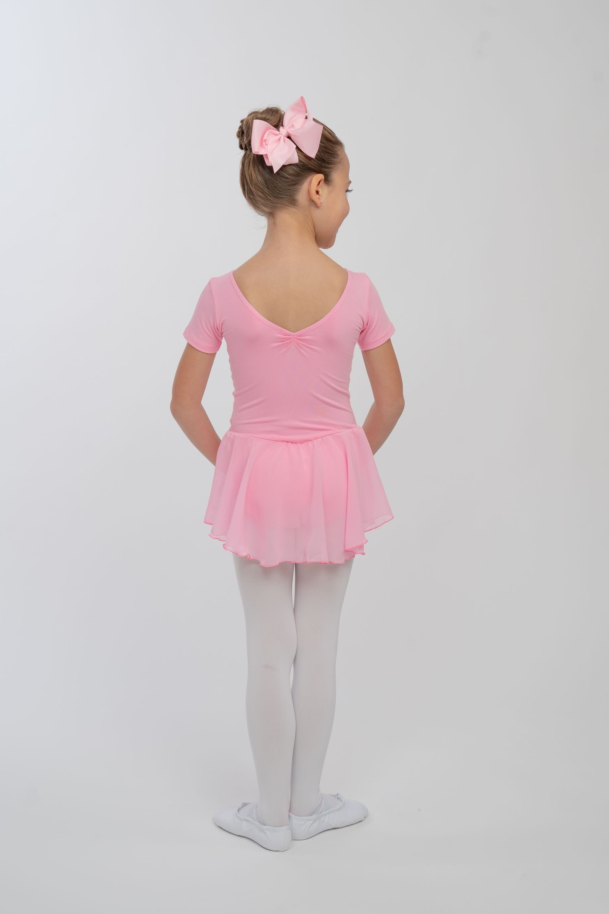 Betty Chiffon mit rosa Mädchen Glitzersteinen Chiffonkleid tanzmuster Ballettkleid Ballettbody mit Röckchen