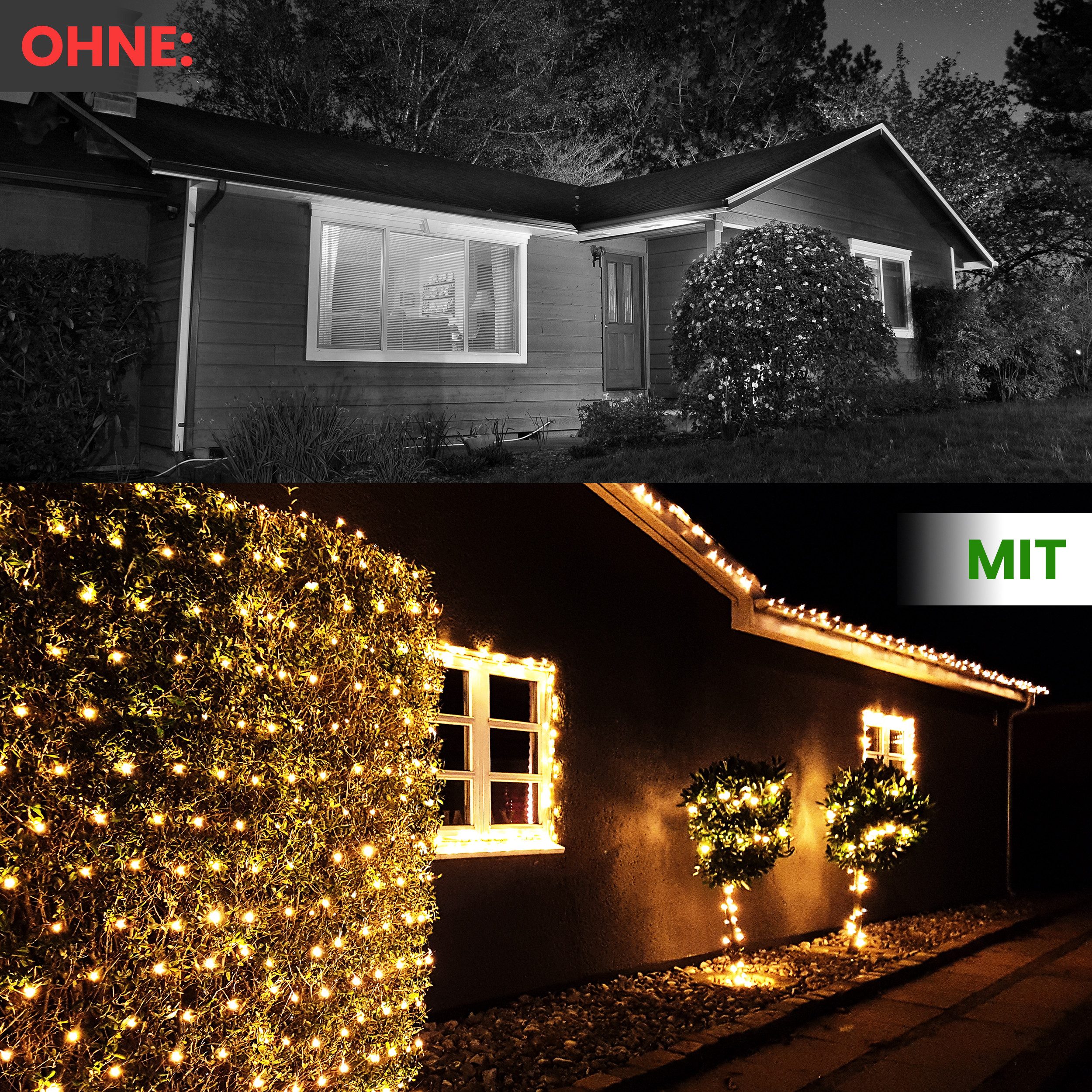 Gartenpirat LED-Lichternetz mit Kabel LED-Beleuchtung Lichterkette Weihnachtsdeko außen – Bild 3 von 5