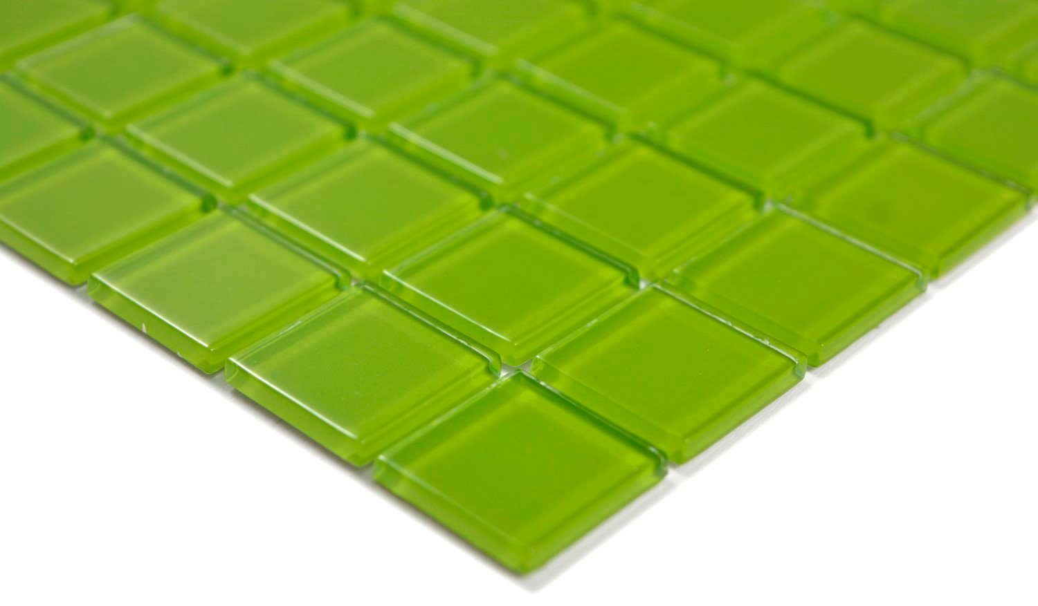 Mosaikfliesen Mosani Matten Crystal / grün Glasmosaik Mosaikfliesen glänzend 10