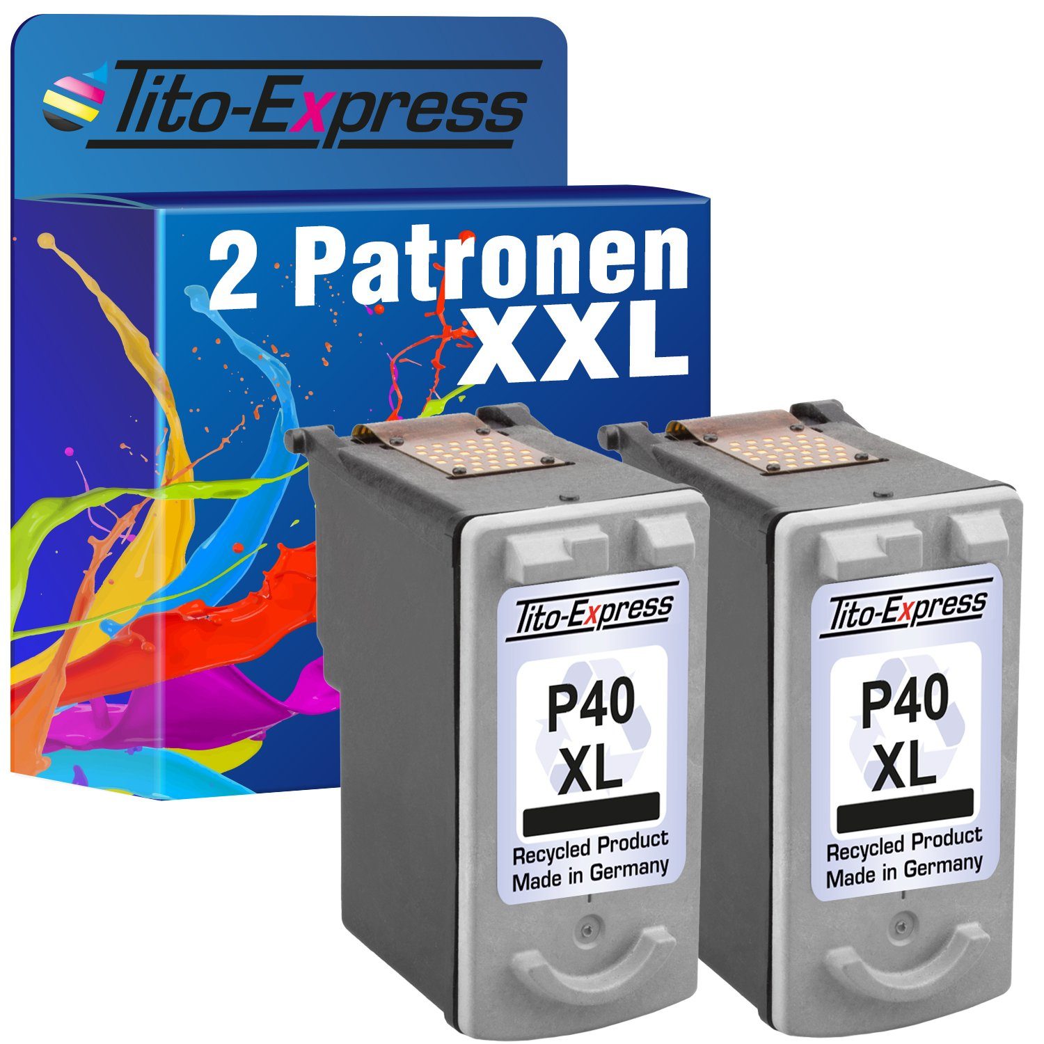Tito-Express PlatinumSerie 2er Set ersetzt XL PG-40 Tintenpatrone Black Canon (0615B001) PG-40XL