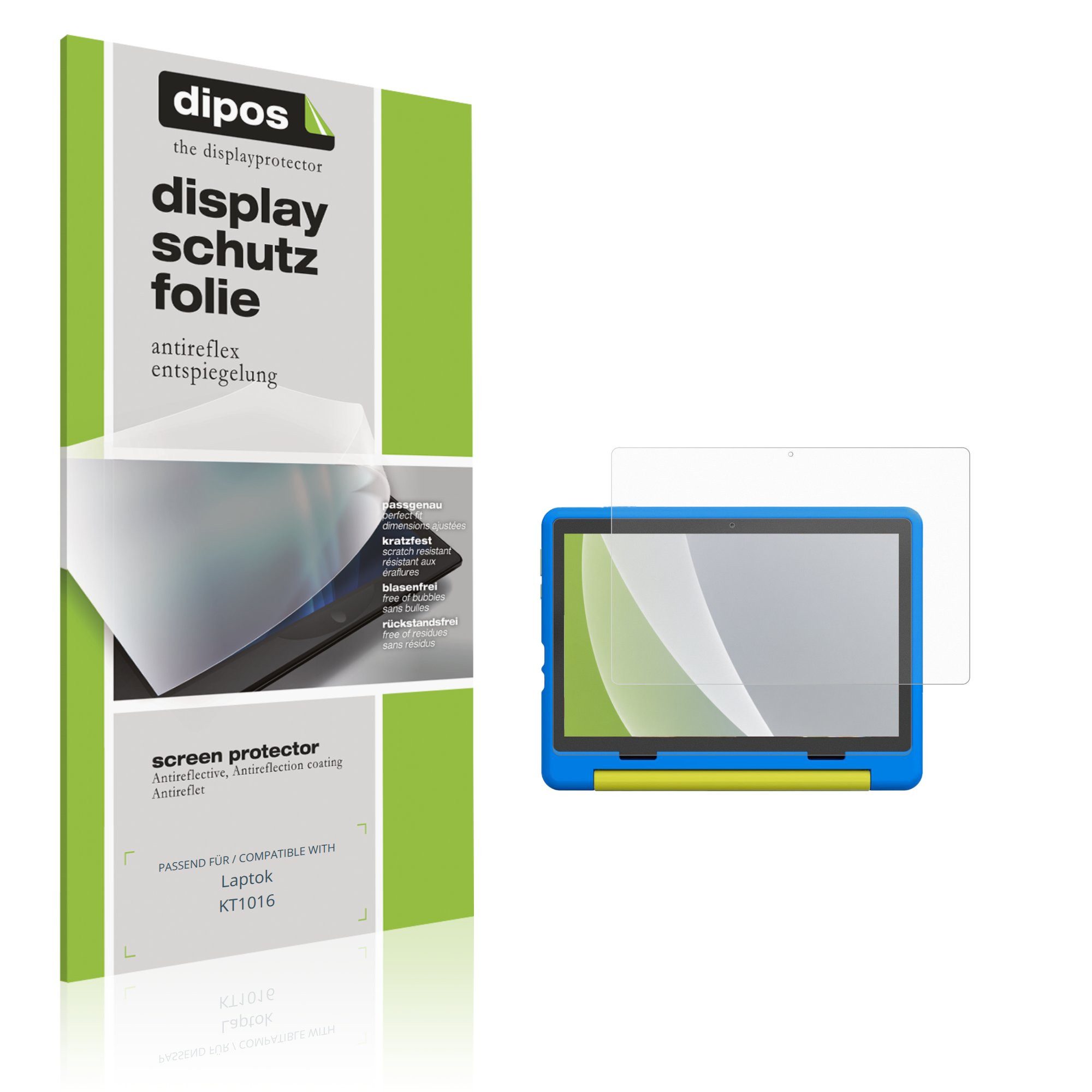 dipos Displayschutzfolie Schutzfolie für Laptok KT1016, 2 Stück, Displayschutz Schutz Folie Made in Germany