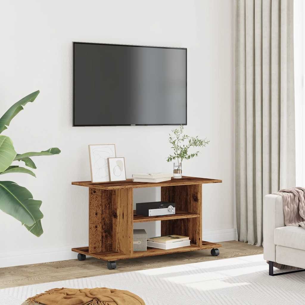 vidaXL TV-Schrank TV-Regal mit Rollen Altholz-Optik günstig online kaufen