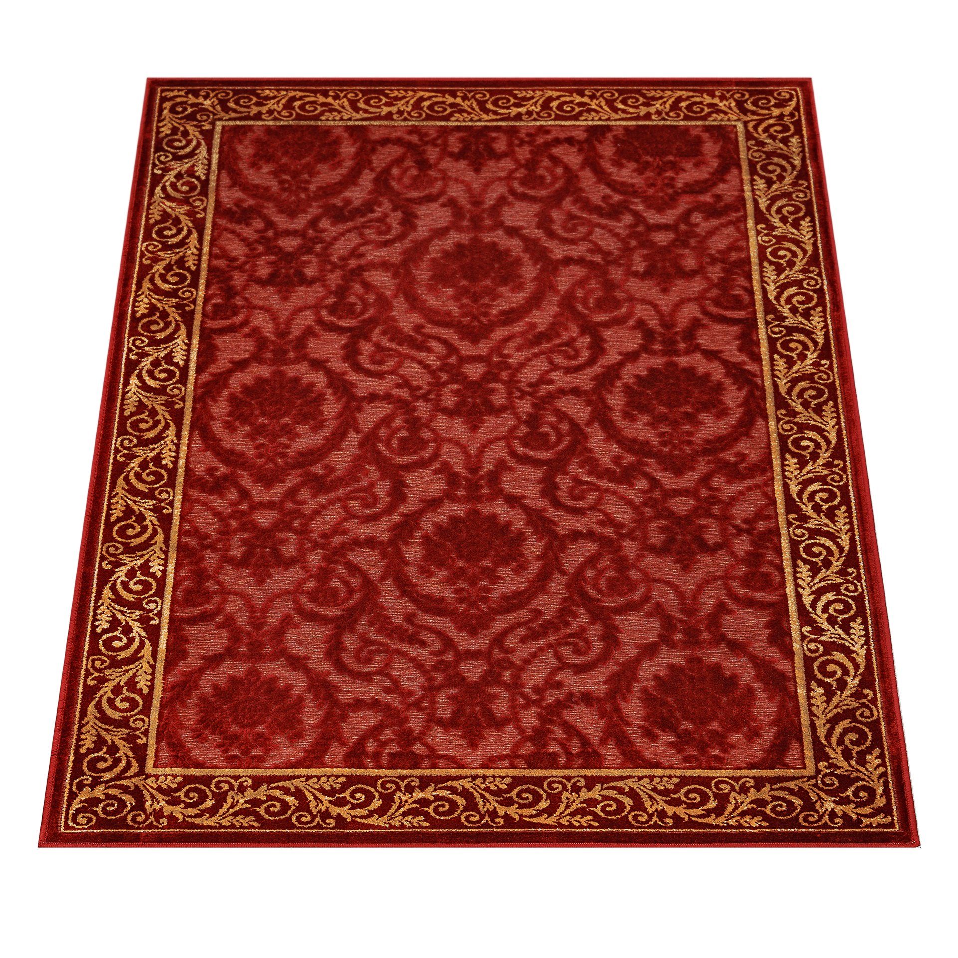 Luxus Designteppich Arti, Belle Flur rot 3D-Effekt Farashe kurzflor, Läufer handgeknüpft Wohnzimmer Teppich