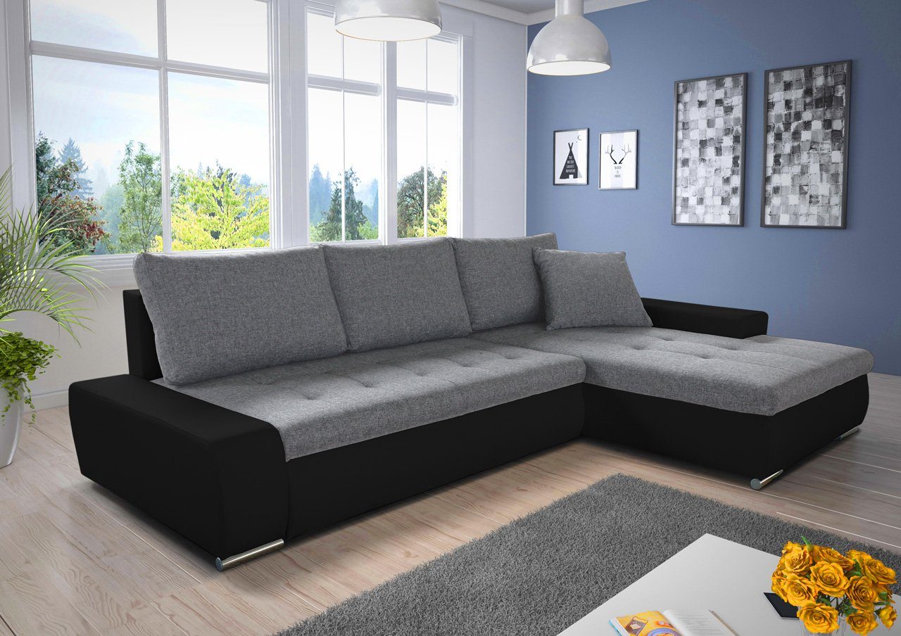 Sofnet Ecksofa Faris, mit Schlaffunktion und Bettkasten, Schlafsofa - Wohnlandschaft - Big Couch Madryt 1100 + Inari 91