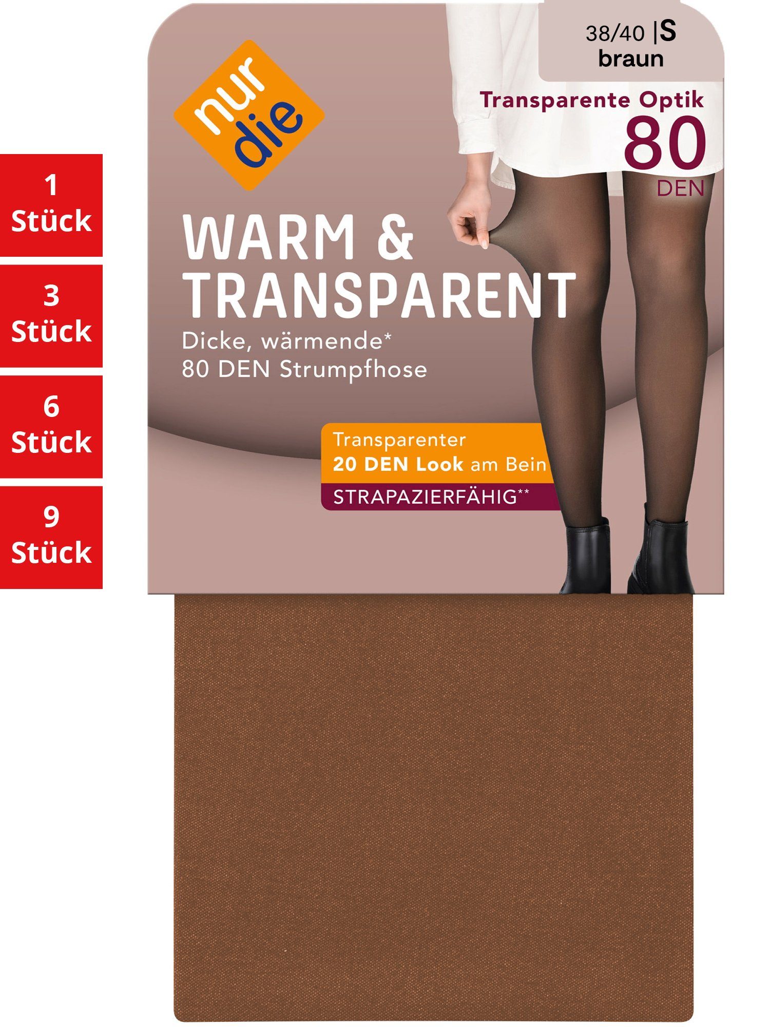 Nur Die Feinstrumpfhose Warm & Transparent 80 DEN Damen (1er/3er/6er/9er  Pack 1 St) nylon transparent durchsichtig Fein-strumpfhose frauen multi-pack