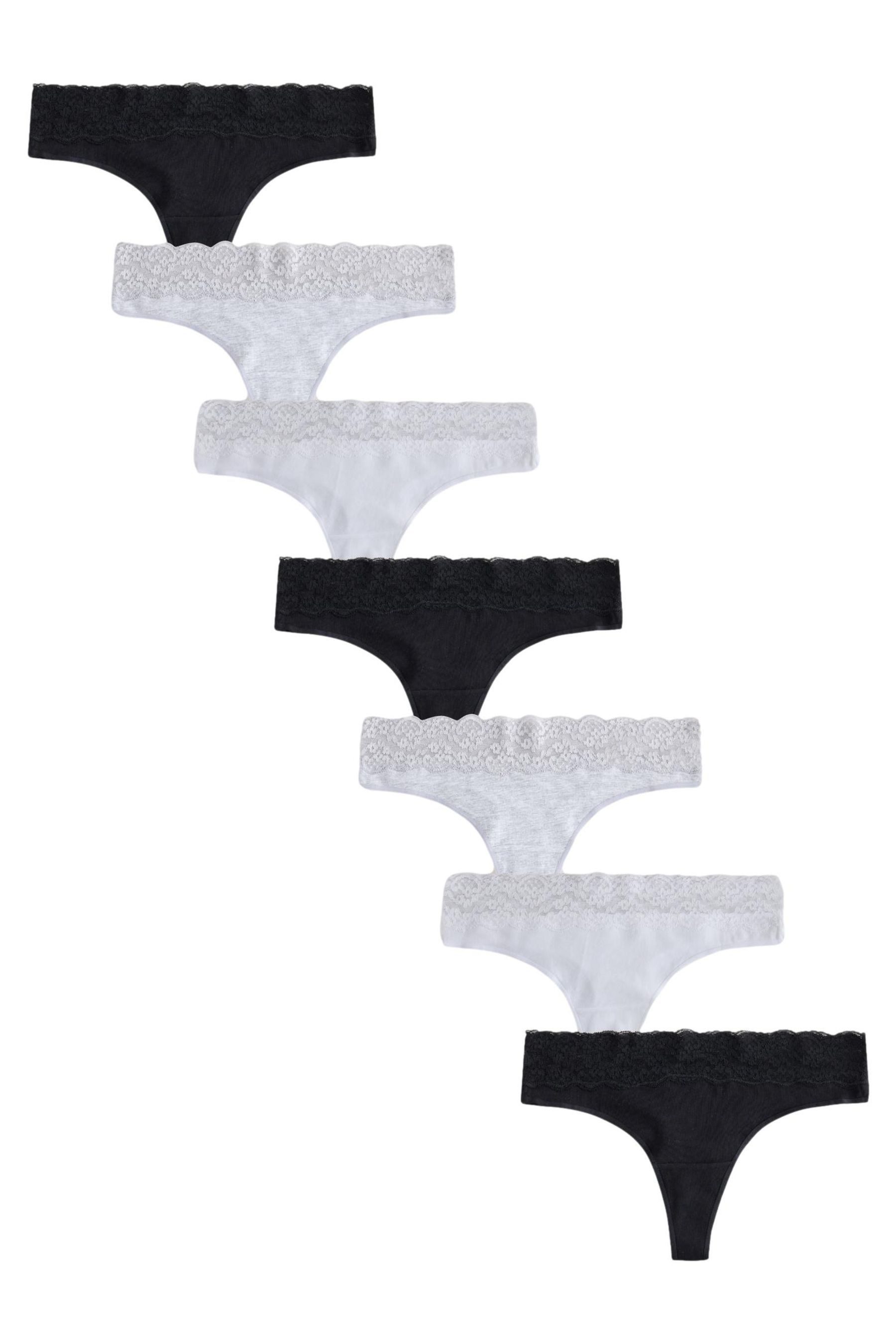 Next Tanga 7er-Pack Baumwollslips mit Spitze, Tanga (7-St)